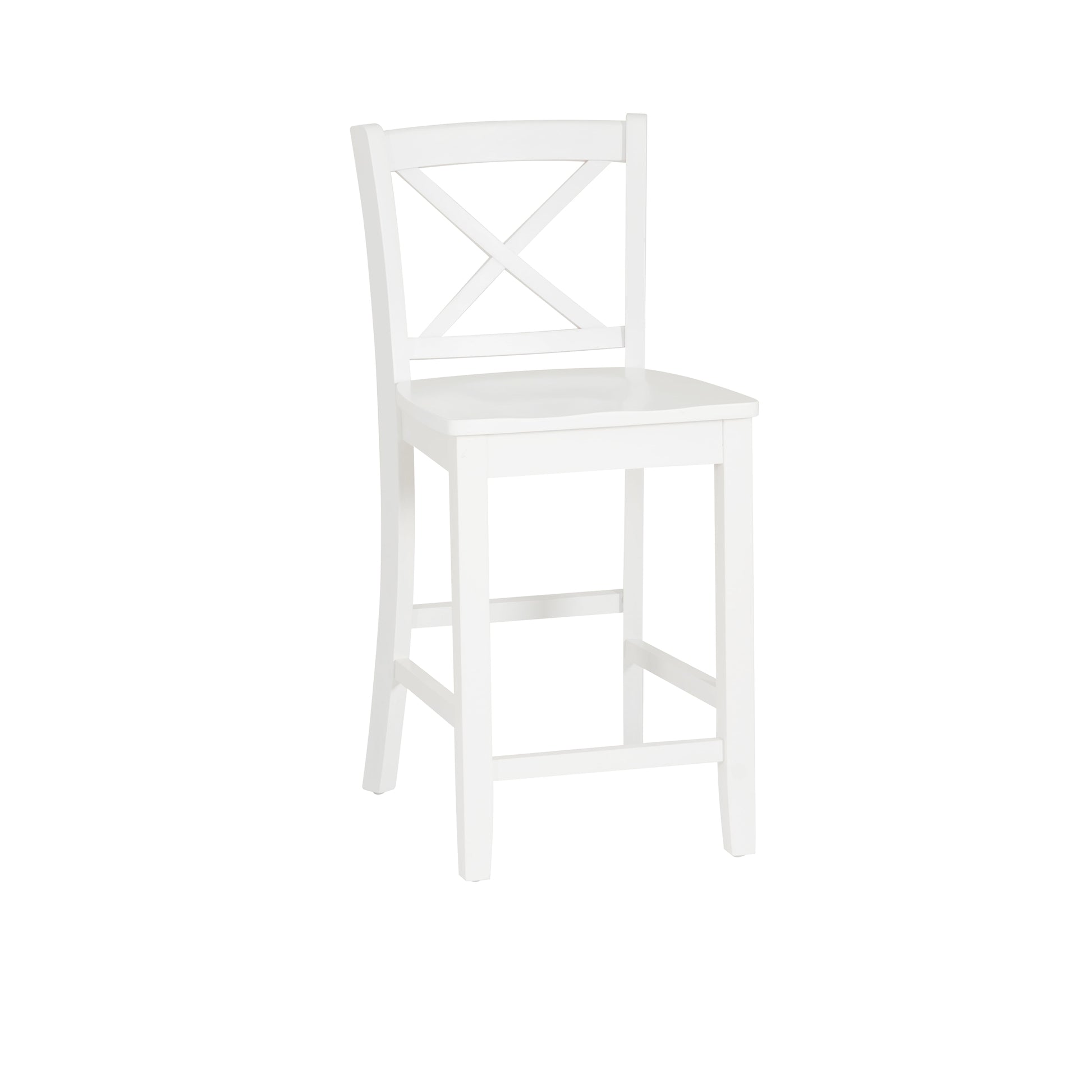 Linon Torino 24" Cross-Back Indoor Wood Counter Stool, White