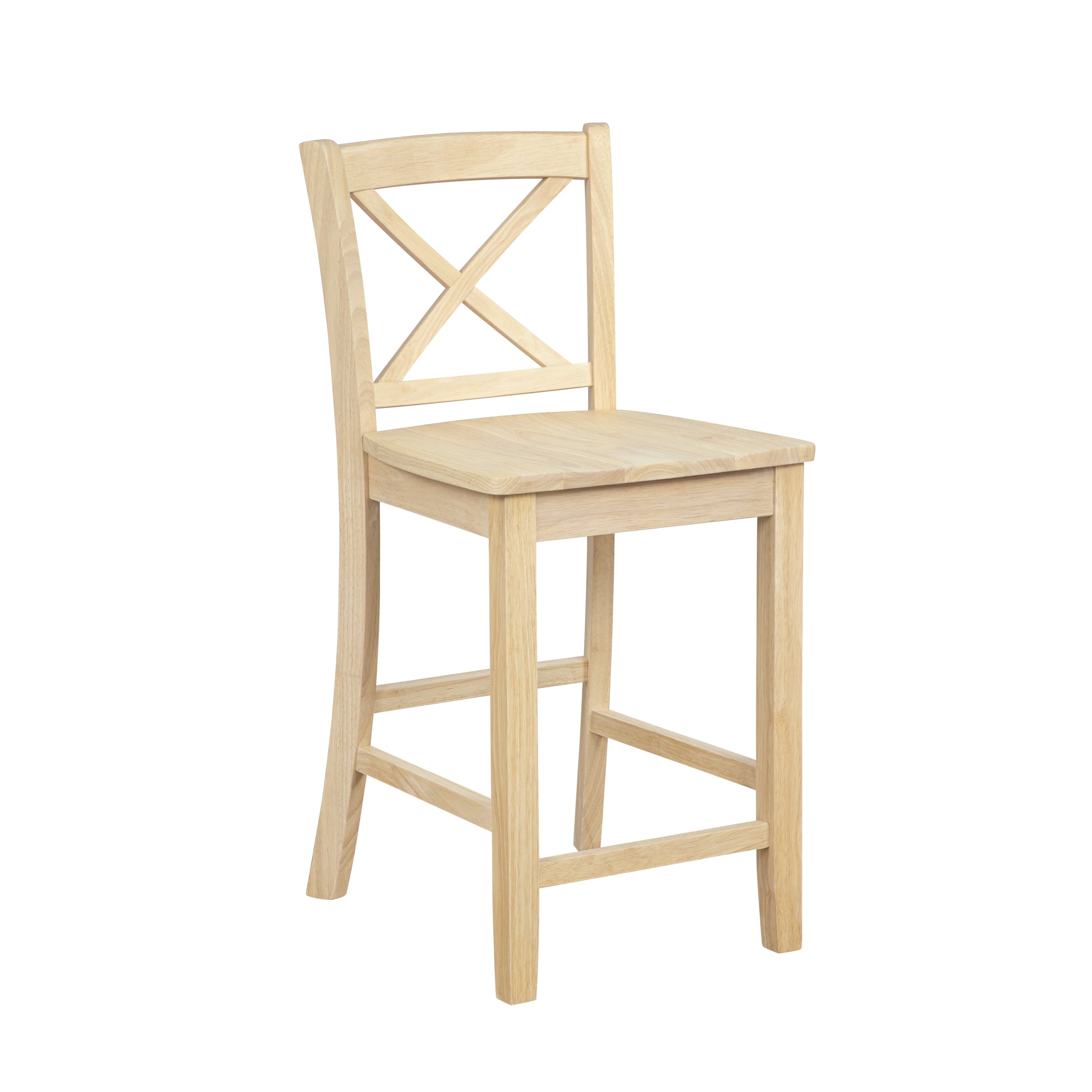 Linon Torino X-Back Counter Stool in Unfinished Solid Rubberwood