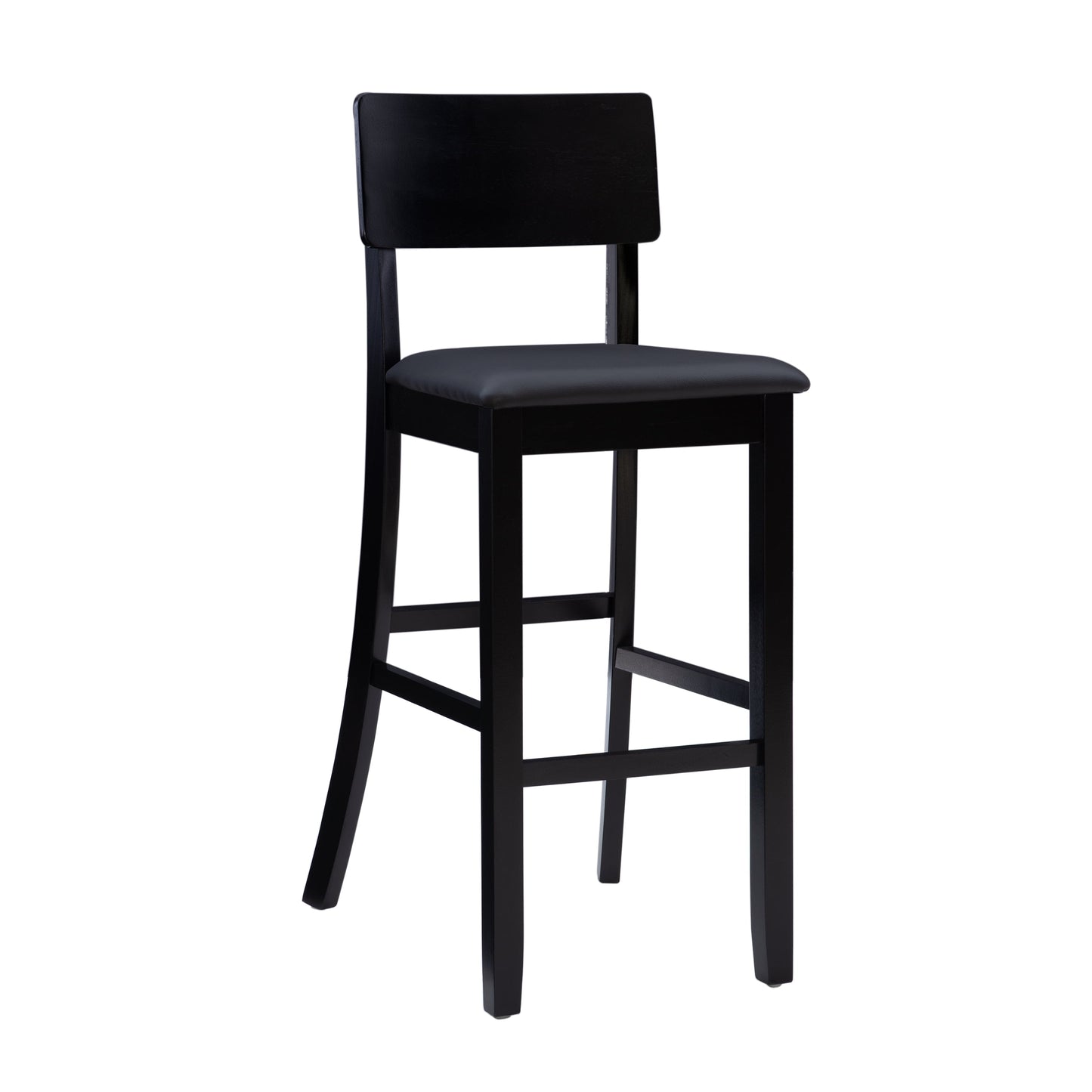 Linon Torino Contemporary 31" Bar Stool Padded Faux Leather Seat in Black Wood