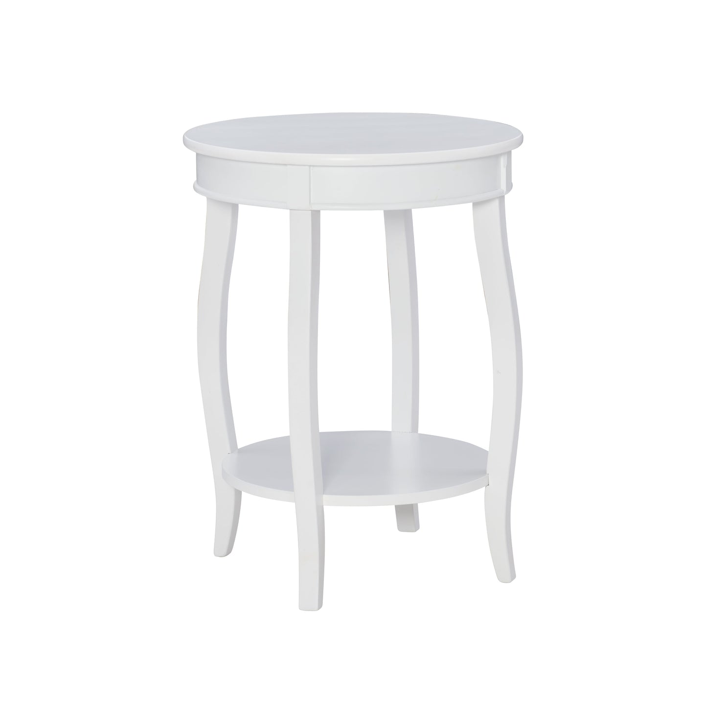 Powell Round Indoor Accent Side Table with Shelf, 24" Tall, Yellow