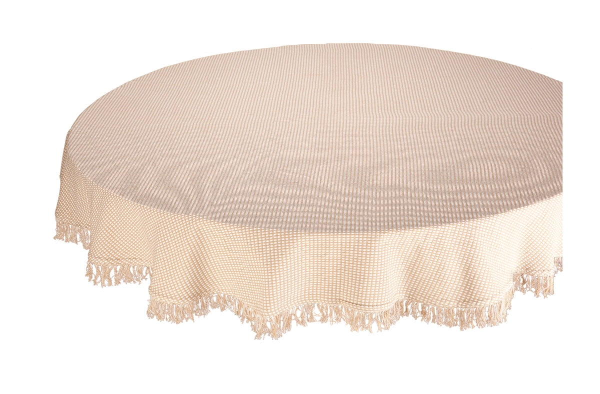 Lintex Linens Homespun Ecru 100% Cotton Tablecloth 70" Round