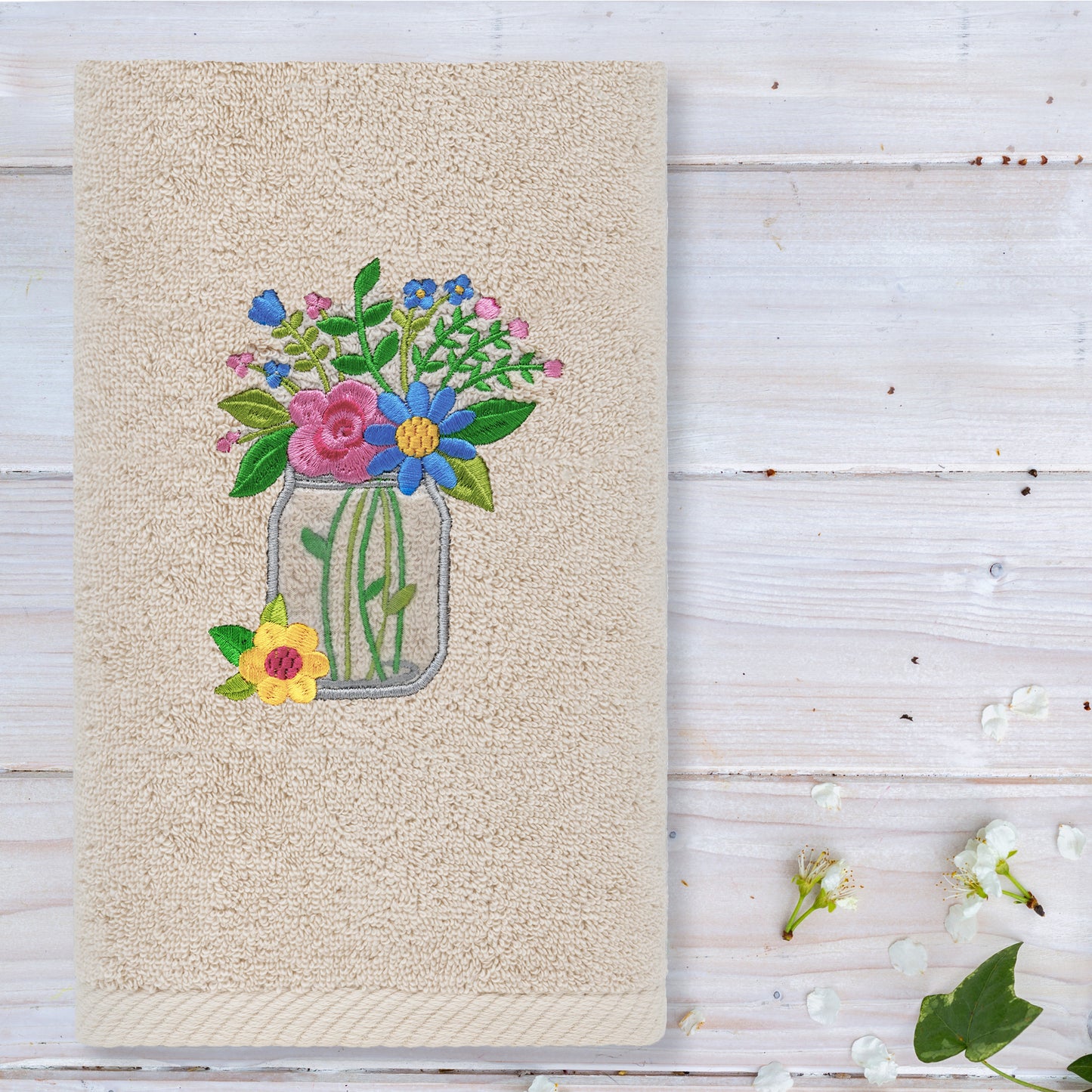 Linum Home Textiles Country Bouquet - Toalla de Mano de Lujo Bordada 100% AlgodÃ³n Turco