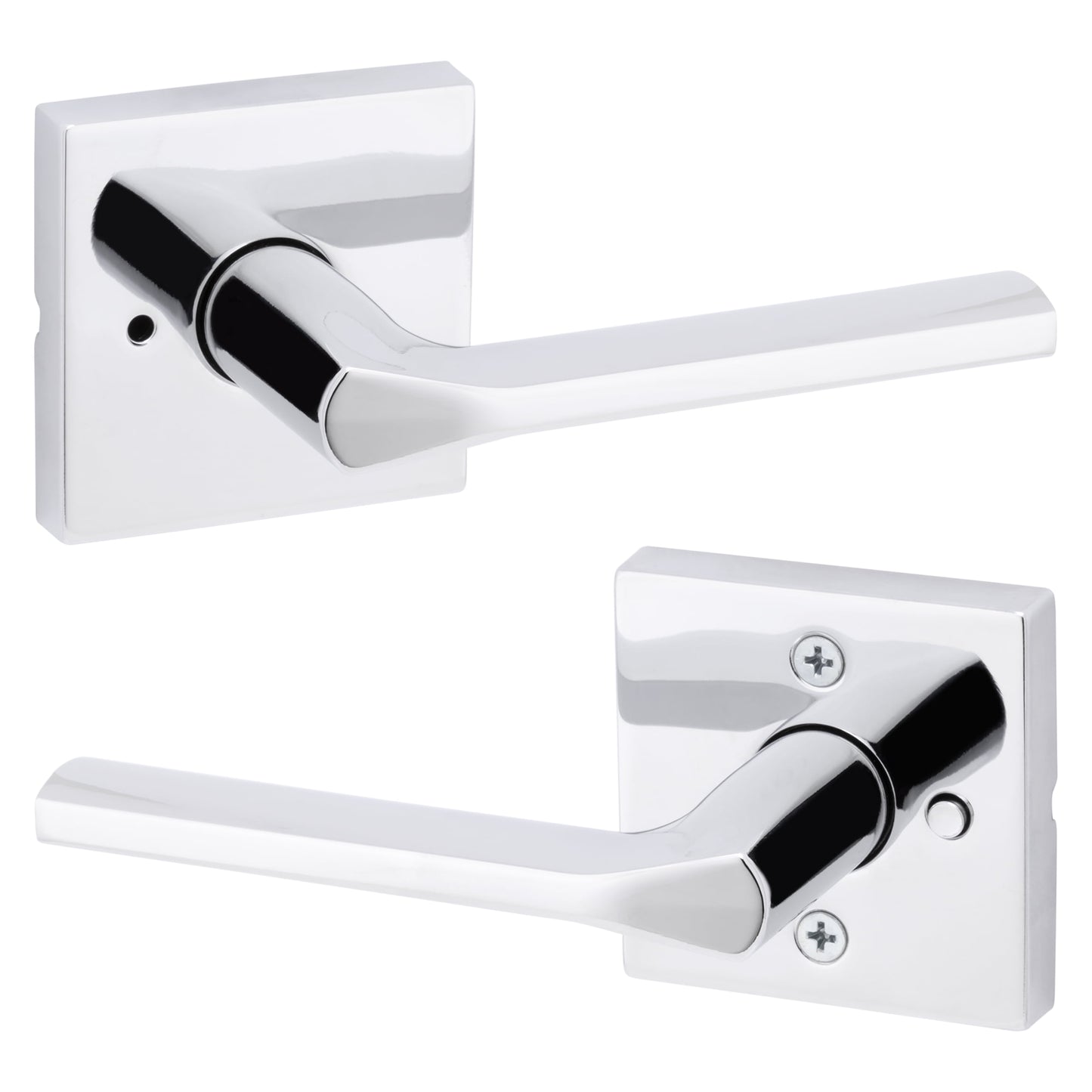 Kwikset Lisbon Pomo de Puerta Cuadrado con Palanca de Privacidad Cromo Pulido