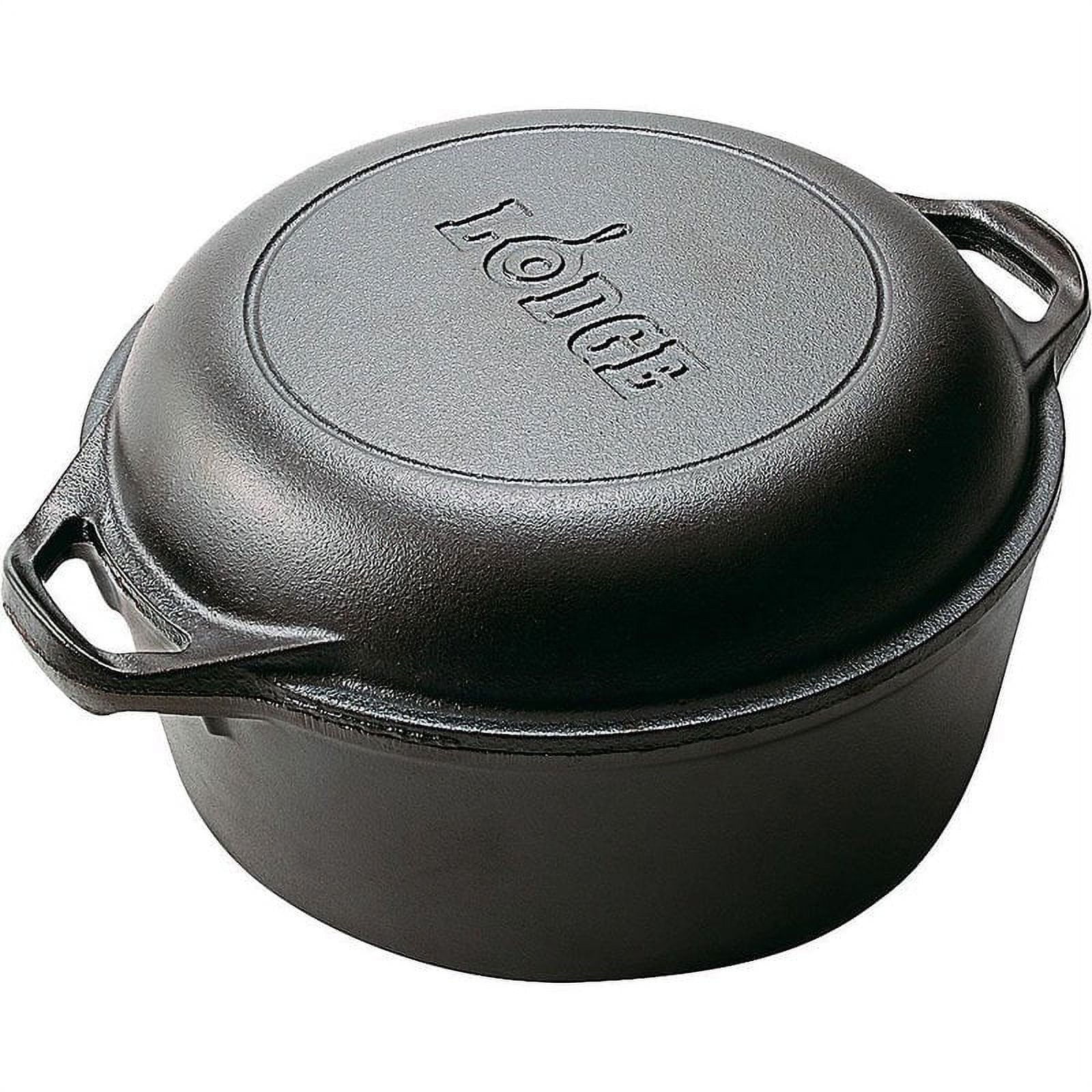 Lodge Horno HolandÃ©s Doble de Hierro Fundido de 5 Cuartos Sazonado / Horno para Pan