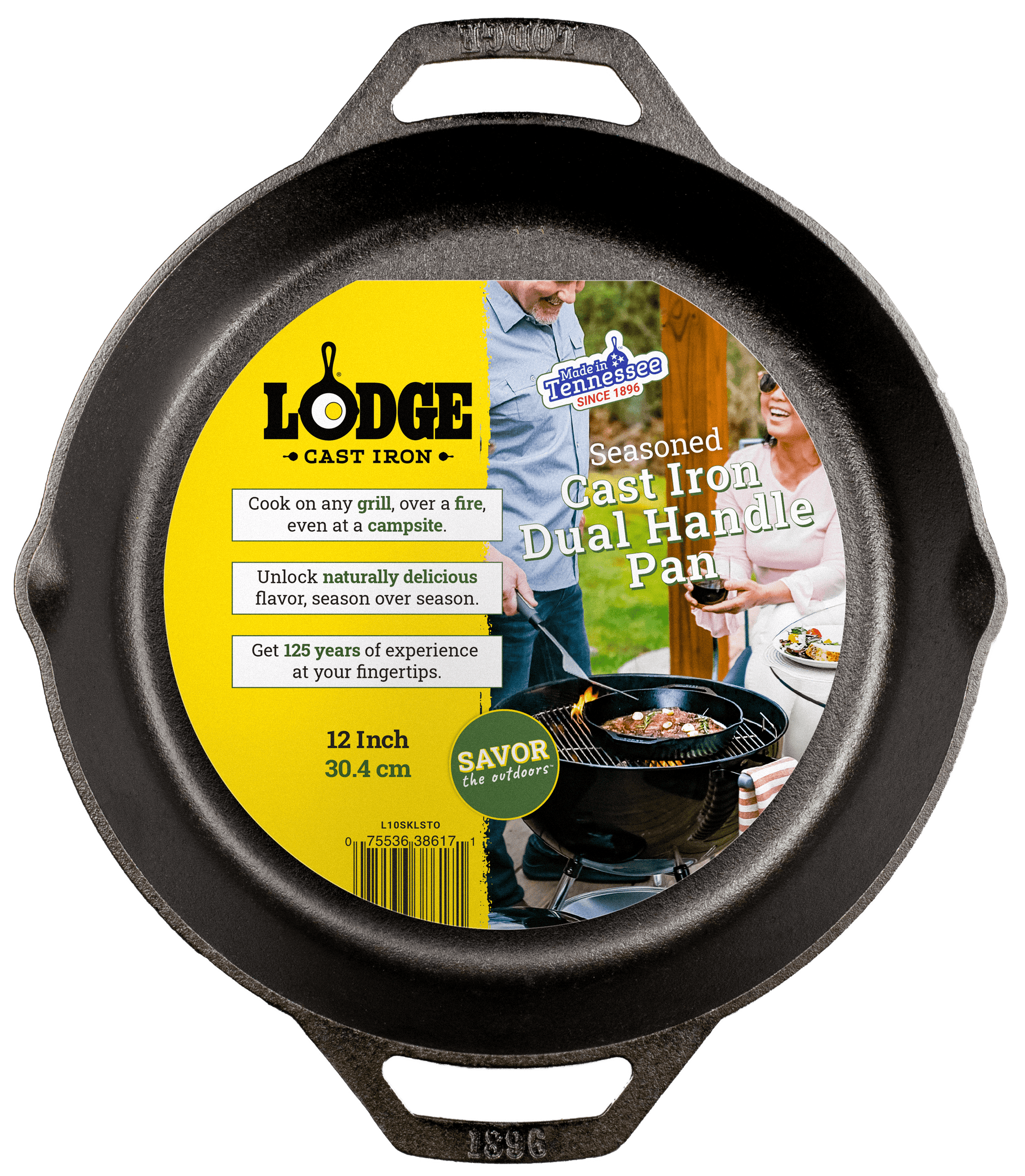 Lodge Cast Iron Seasoned 12" Dual Handle Pan-Savor The Outdoors