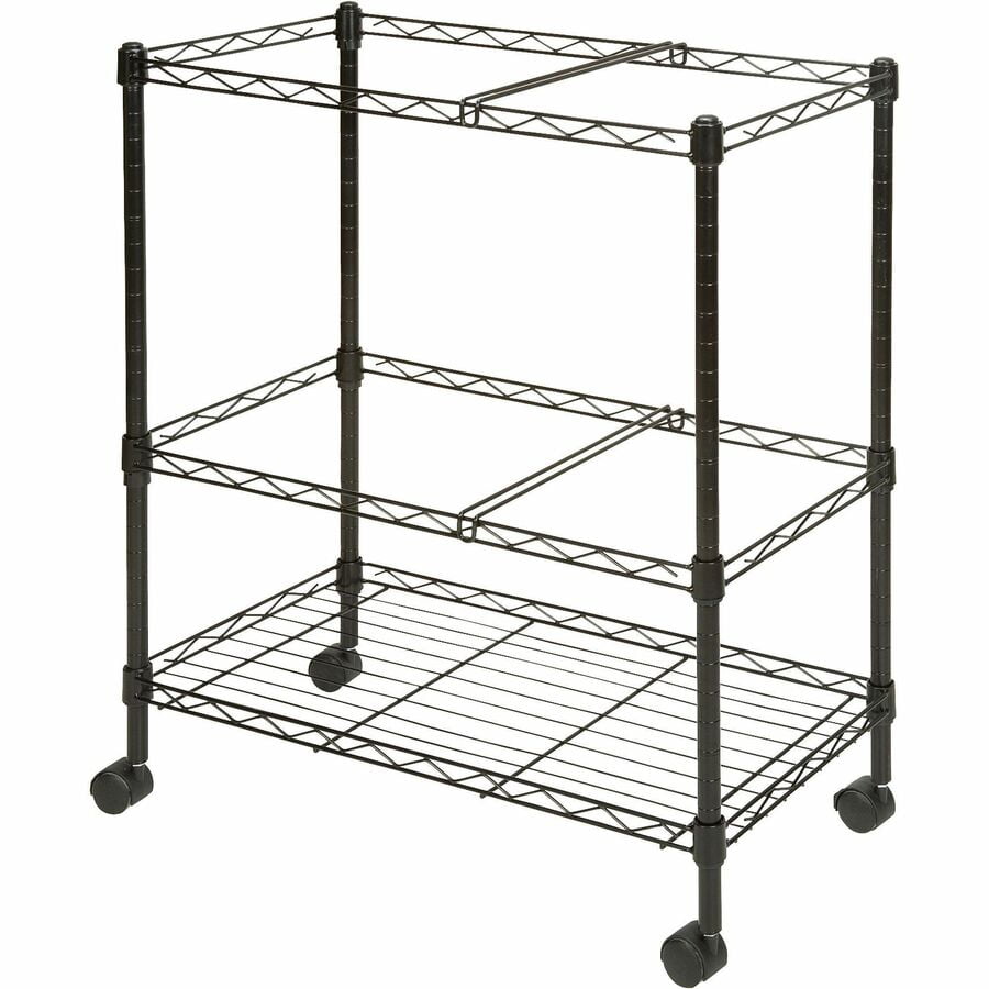 Lorell Mobile Wire File Cart - 4 Casters - Steel - X 26" Width X 12.5" Depth X 30" Height - Black - 1 Each
