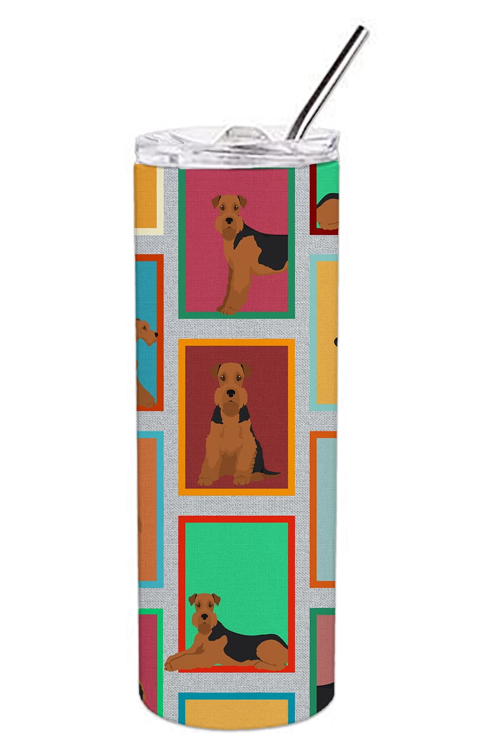 Lots of Airedale Terrier Stainless Steel 20 oz Skinny Tumbler 3 in x 8.25 in