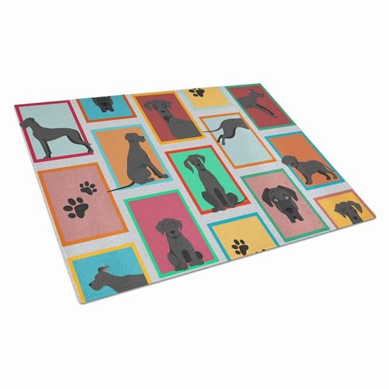 Lots of Black Great Dane Glass Cutting Board Large 12 in x 15 in