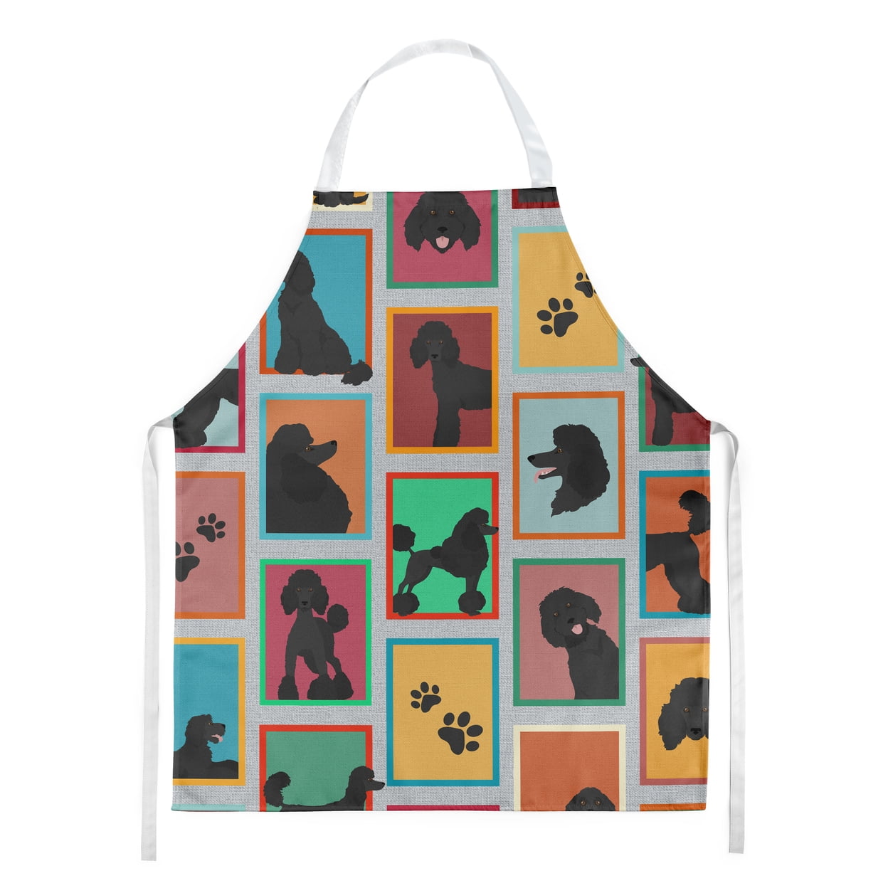 Lots of Black Standard Poodle Apron 27 in x 30 in