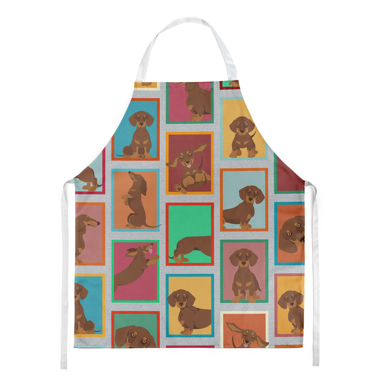 Lots of Chocolate and Tan Dachshund Apron 27 in x 30 in