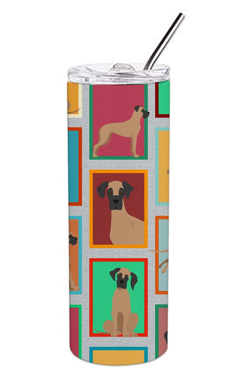 Lots of Fawn Great Dane Stainless Steel 20 oz Skinny Tumbler 3 in x 8.25 in