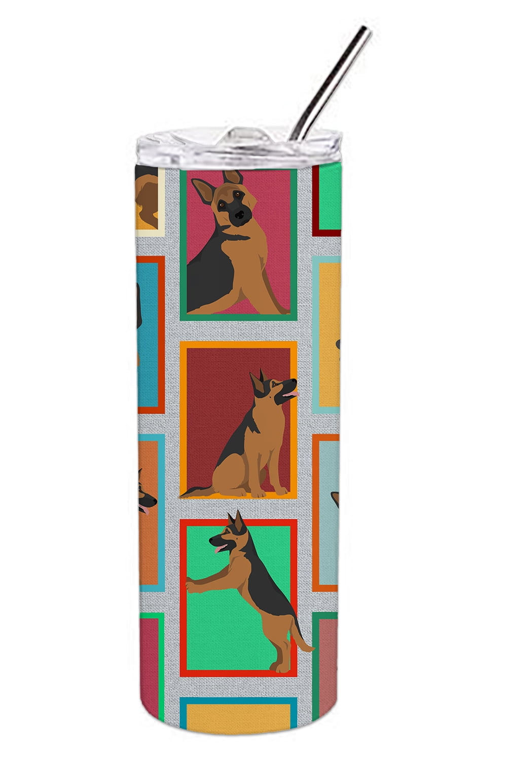 Lots of German Shepherd Stainless Steel 20 oz Skinny Tumbler 3 in x 8.25 in