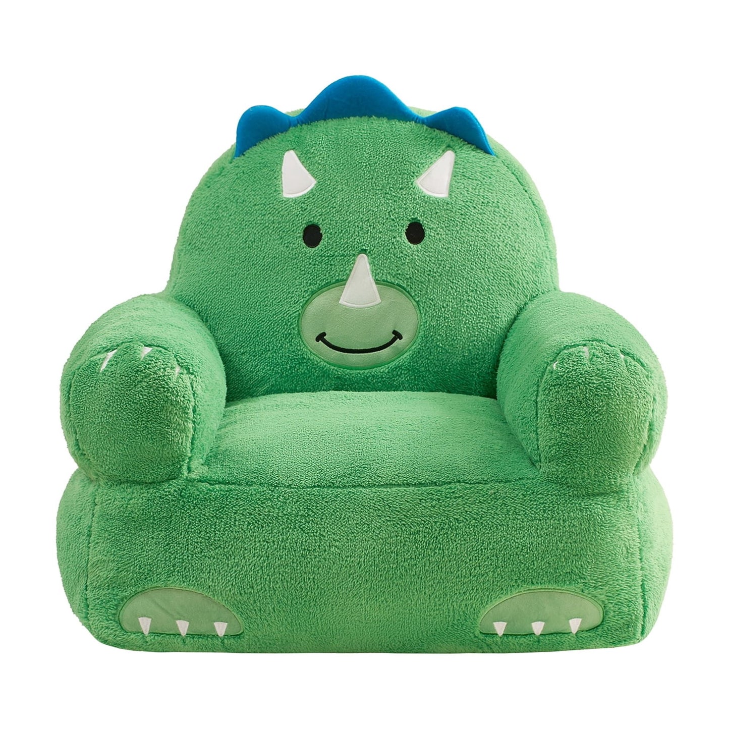 Lounge & Co Kids Dino Large Foam Filled Bean Bag Chair, Green Plush, 25" W x 20" D x 23" H