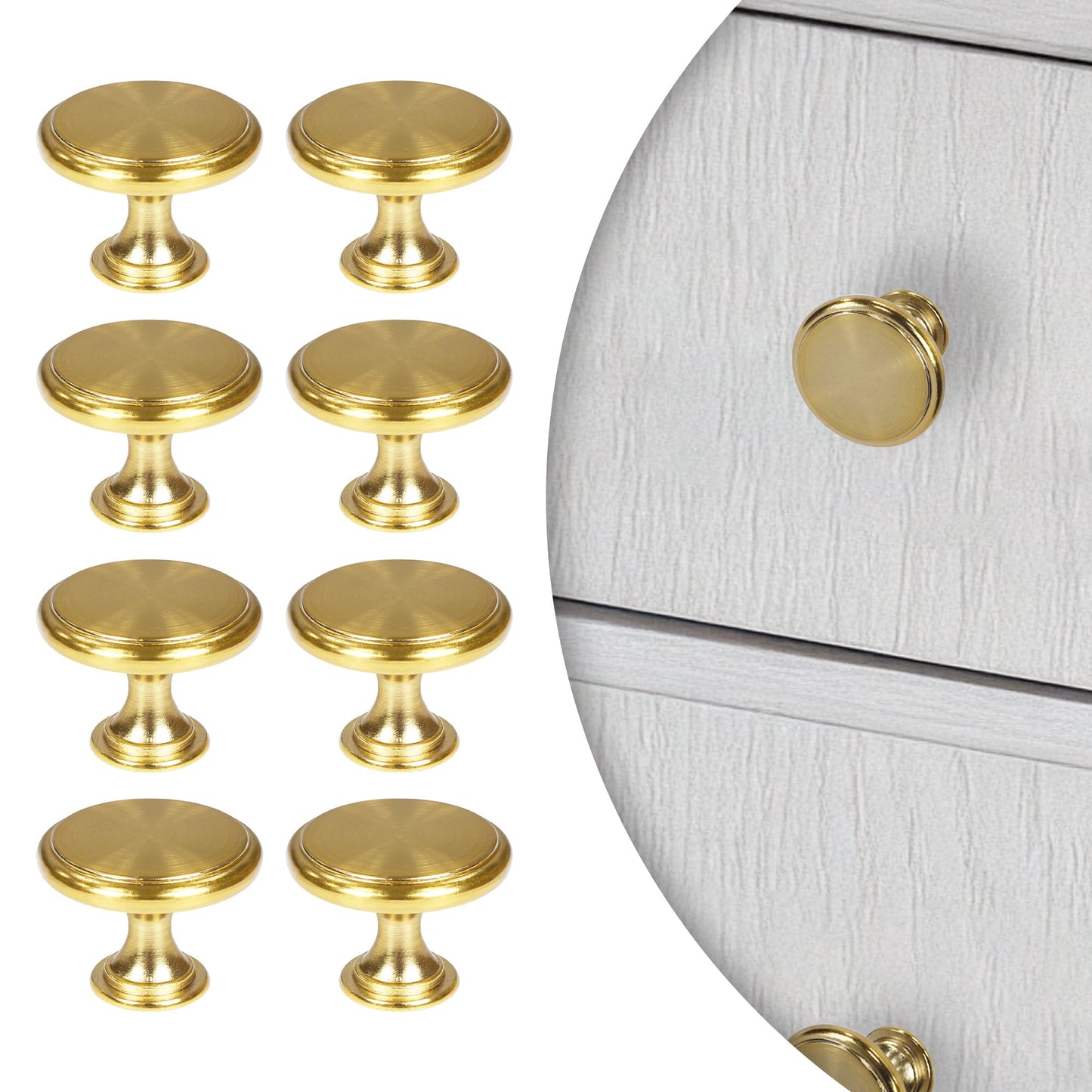 Lumi Home Furnishings Cabinet Knob Classic Brass 8-Pack
