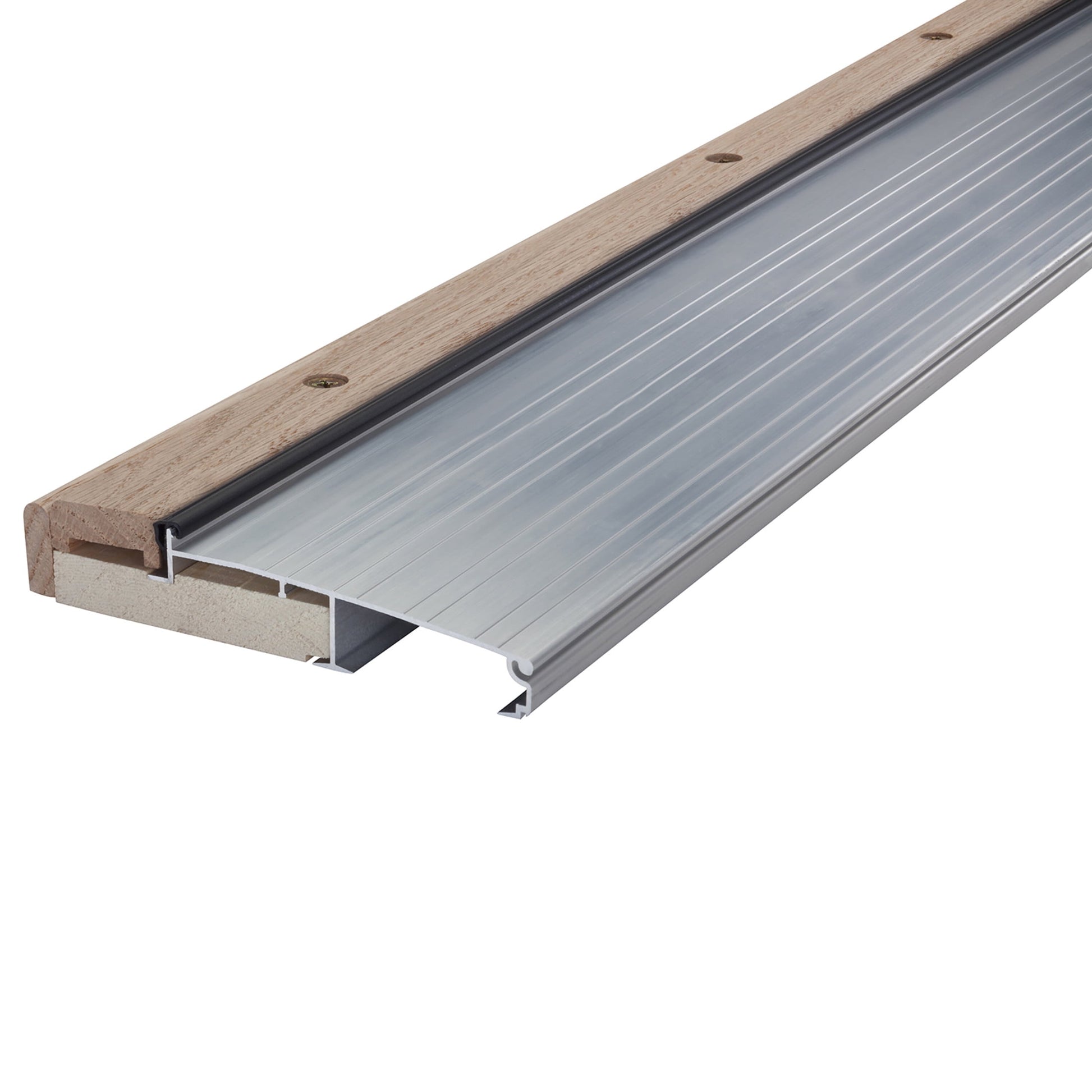M-D Building Products 78618 5-5/8 in. x 1-1/8 in. x 73 in. Silver Adjustable Aluminum & Hardwood Threshold