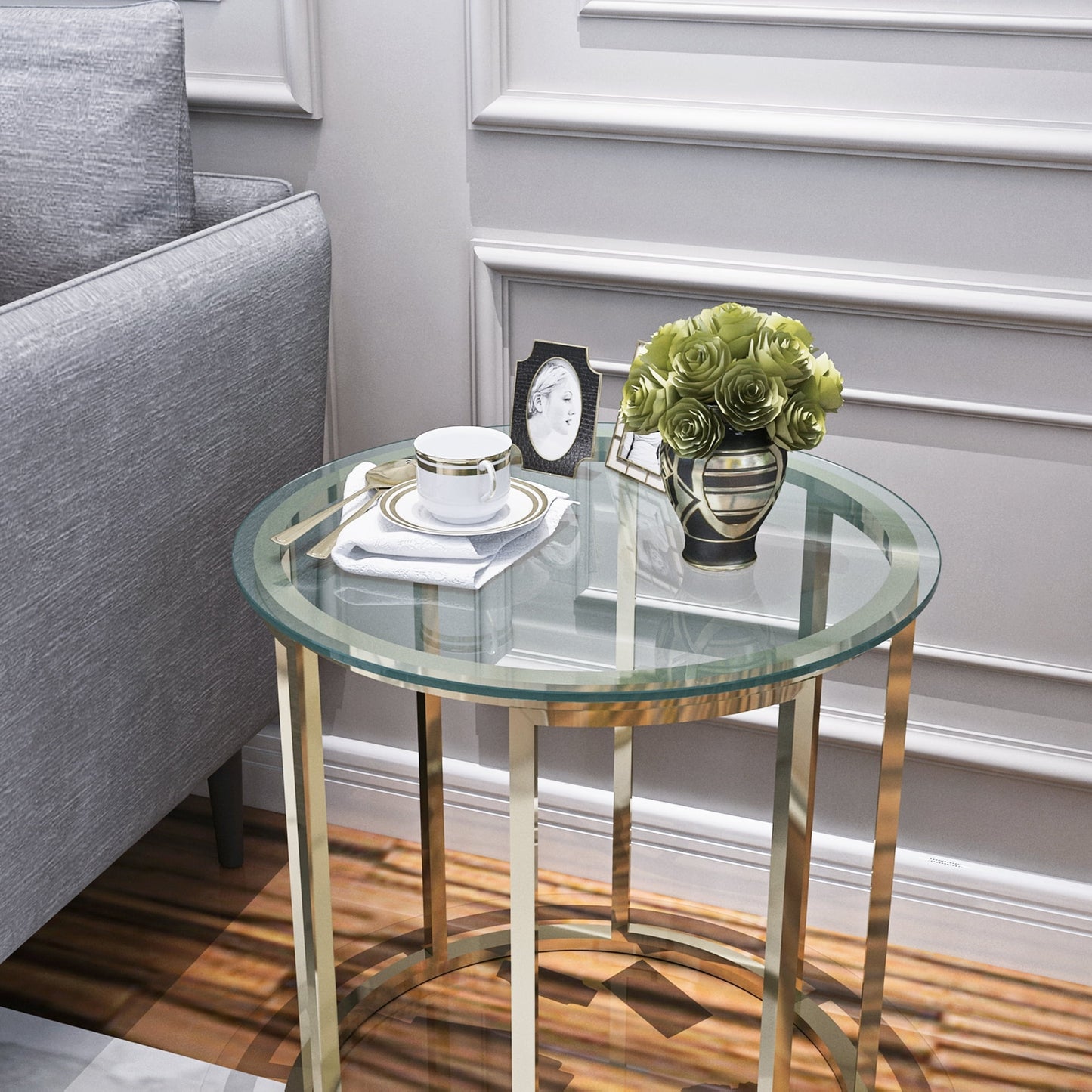 MAYEERTY 20" Round Tempered Glass Table Top, 1/4" Thick Flat Polished Edge for Dining & Office, Transparent
