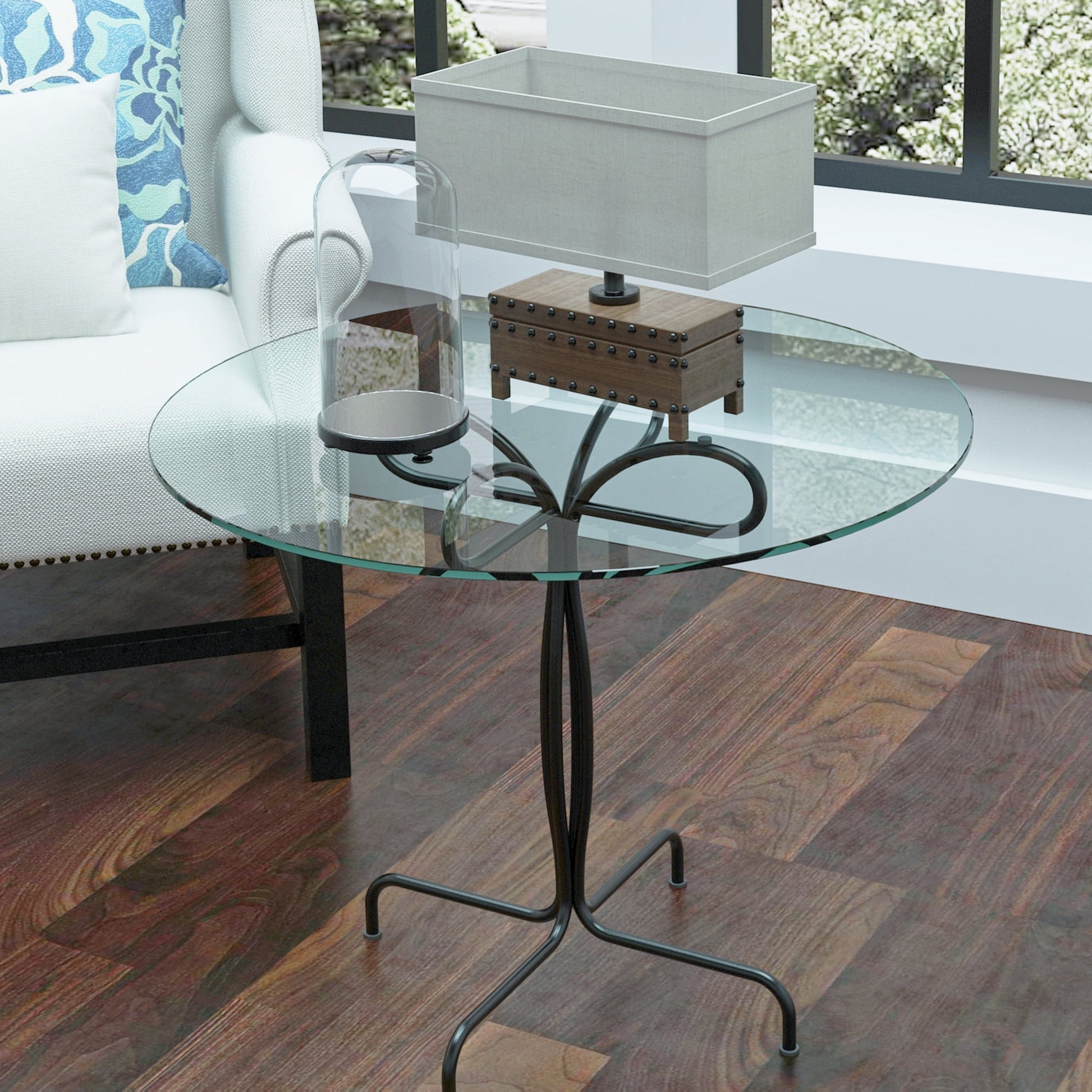 MAYEERTY 24" Round Tempered Glass Table Top, 1/4" Thick Flat Polished Edge for Dining & Office, Transparent