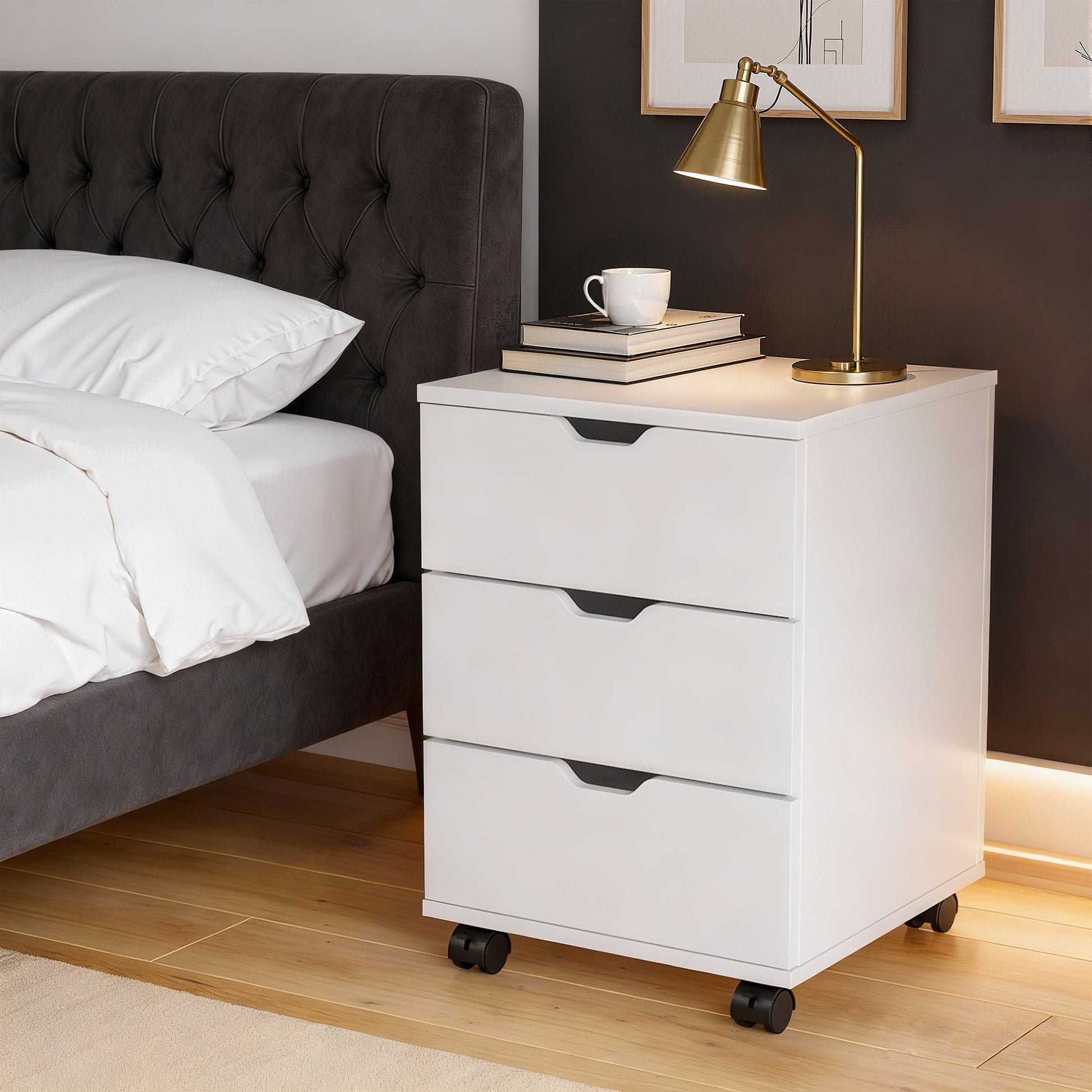 MAYEERTY 16*22"White 3-Drawer Vertical Wood File Cabinet with Casters for Home Office, Fully Assembled
