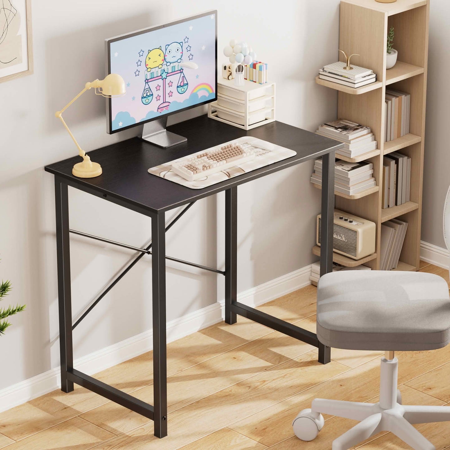 MAYEERTY 31in Home Office Computer Desk, Simple Style X-Shaped Reinforcement, Study Workspace