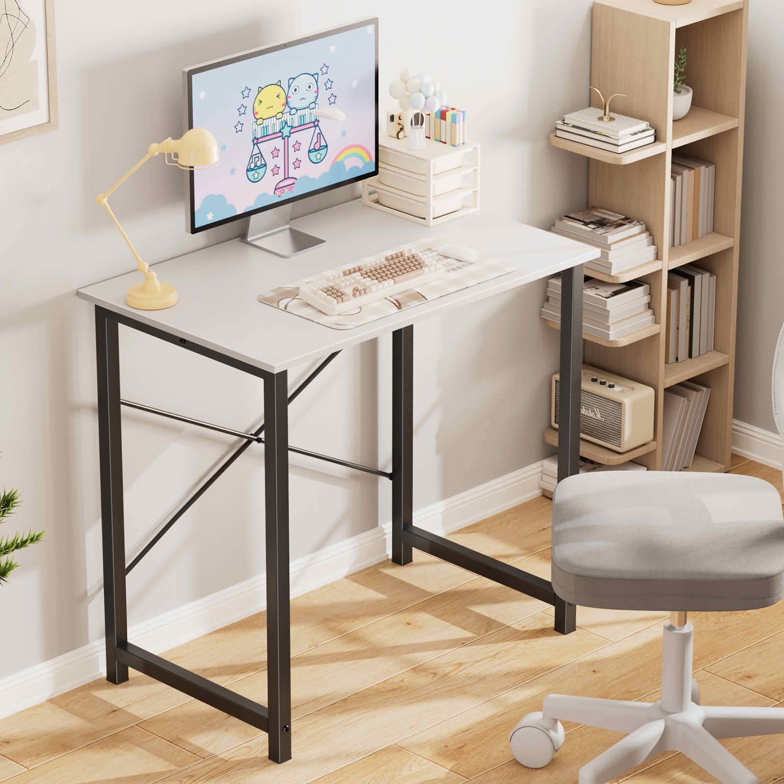 MAYEERTY 44in Computer Office Desk, Storage Bag Headphone Hook, Small Spaces Gaming Workstation