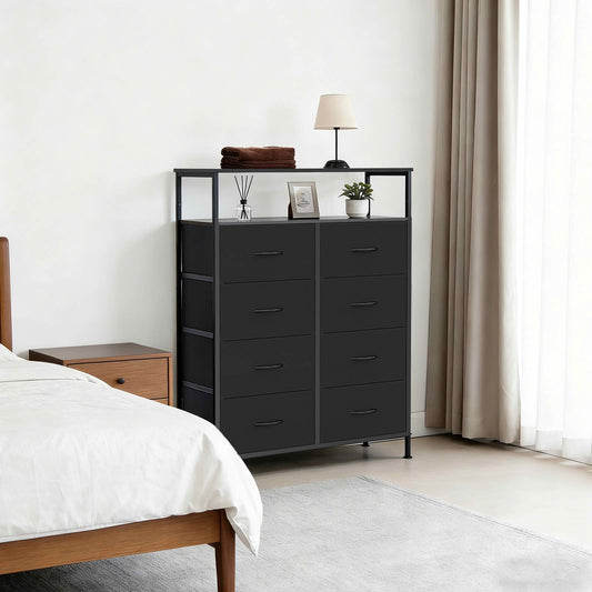MAYEERTY 45.9-Inch 8-Drawer Fabric Dresser, Tall Storage Cabinet with Open Shelf for Bedroom Closet