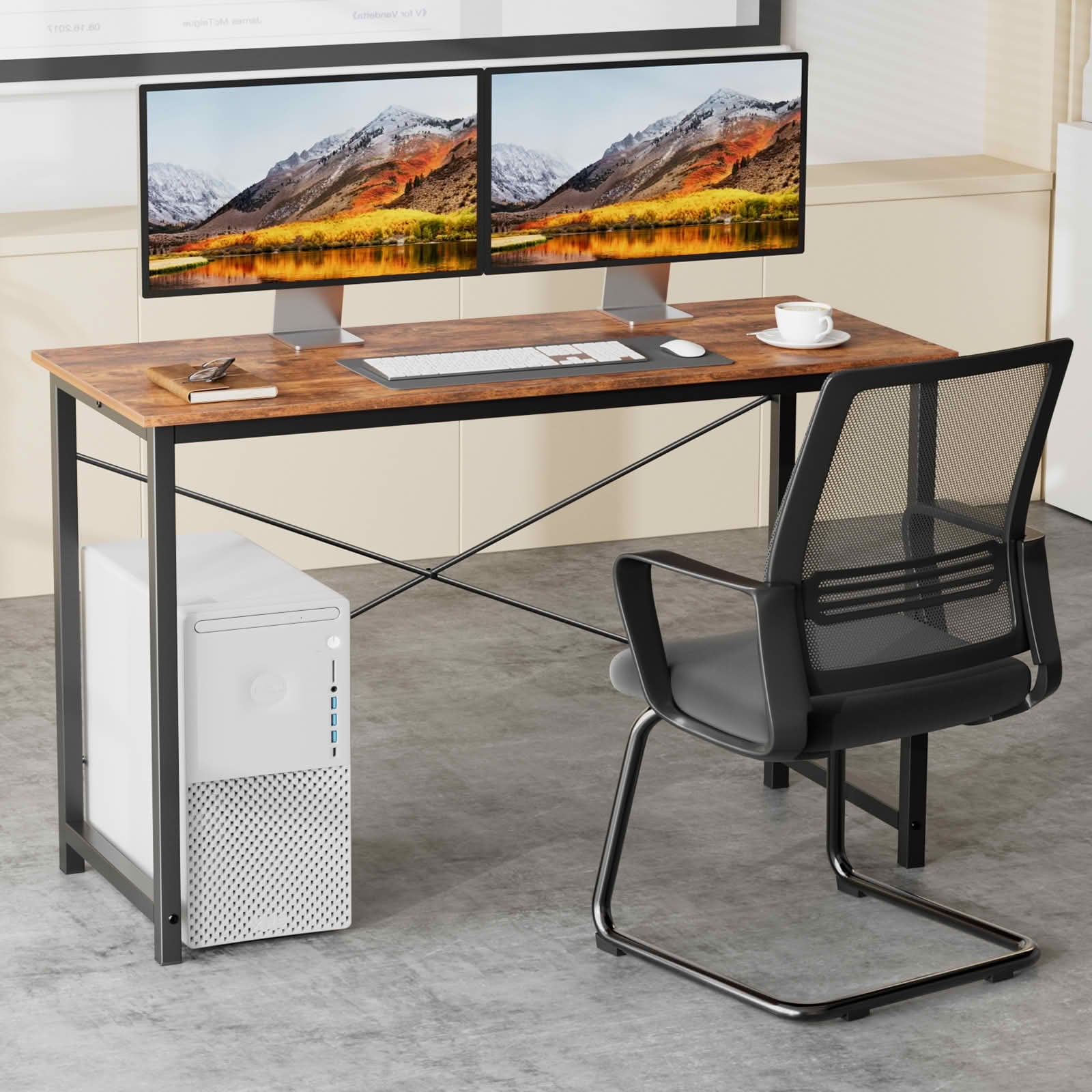 MAYEERTY 47in Computer Office Desk, Storage Bag Headphone Hook, Small Spaces Gaming Workstation