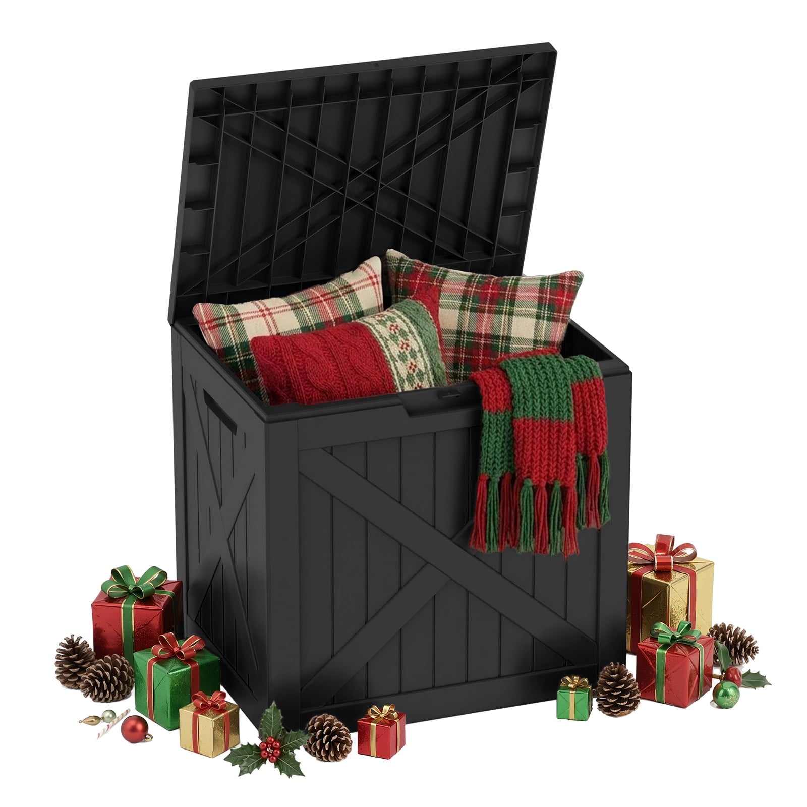 MAYEERTY 48 Gallons Outdoor Shoe Cabinet with 2 Door, Large Capacity Shoe Storage, Brown