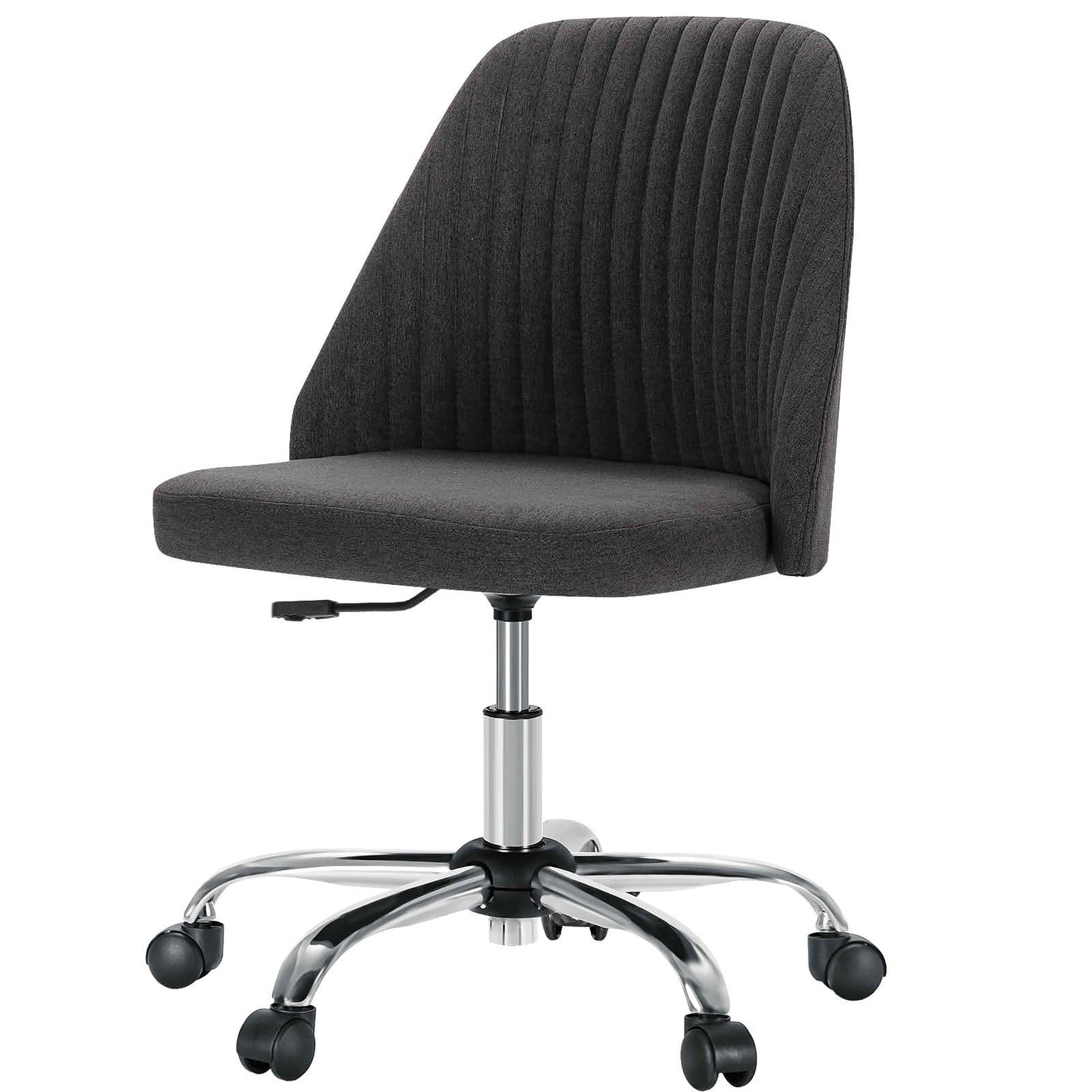 MAYEERTY Modern Fabric Armless Office Desk Chair, 360Â° Swivel Height Adjustable Rolling Vanity Chair with Wheels