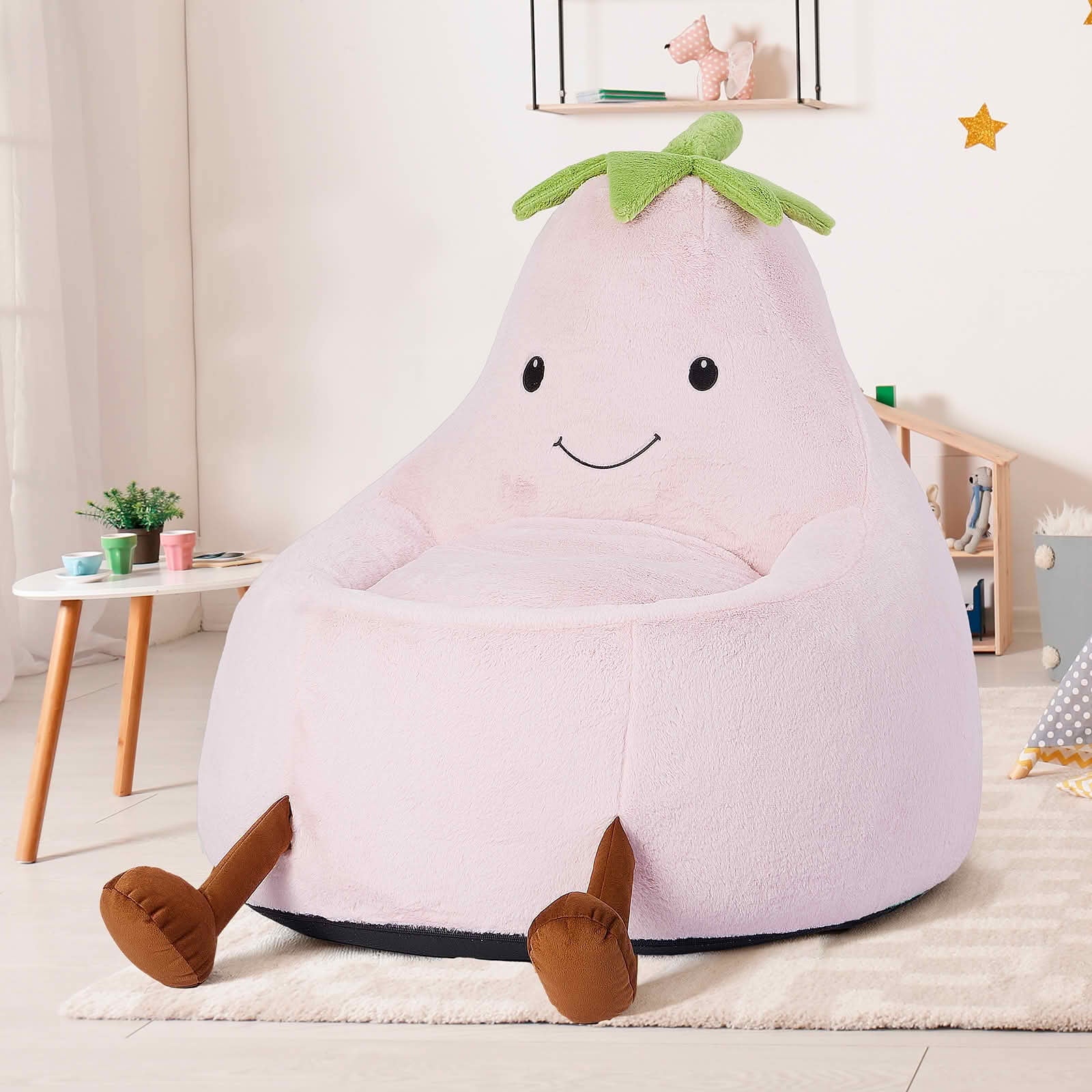 MAYEERTY Children's Bean Bag Chair Artificial Rabbit Fur Cover Filled Toddler Teen Sofa