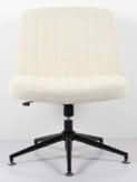 MAYEERTY Cross-Legged Office Vanity Chair, Armless Swivel Fabric Chair with Replaceable Wheels Fixed Base