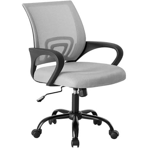 MAYEERTY Ergonomic Mid-Back Office Chair, Height Adjustable Desk Chair with Lumbar Support Swing Mode Fixed Armrests