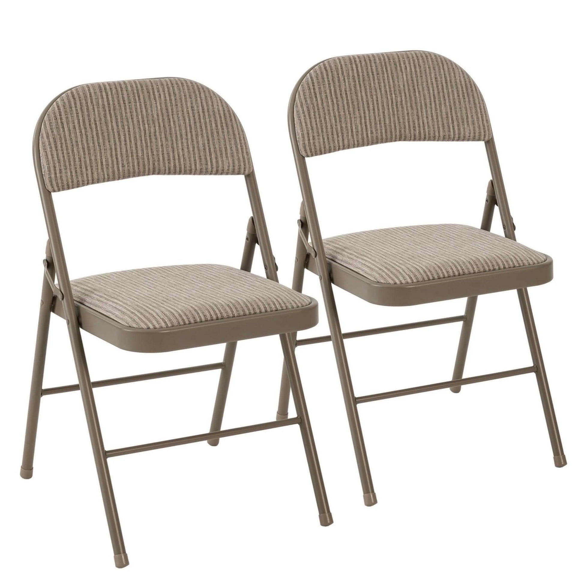 MAYEERTY Folding Dining Chair with Soft Cushion and Backrest, Stackable Portable Chair Set 4 Pack Khaki Fabric