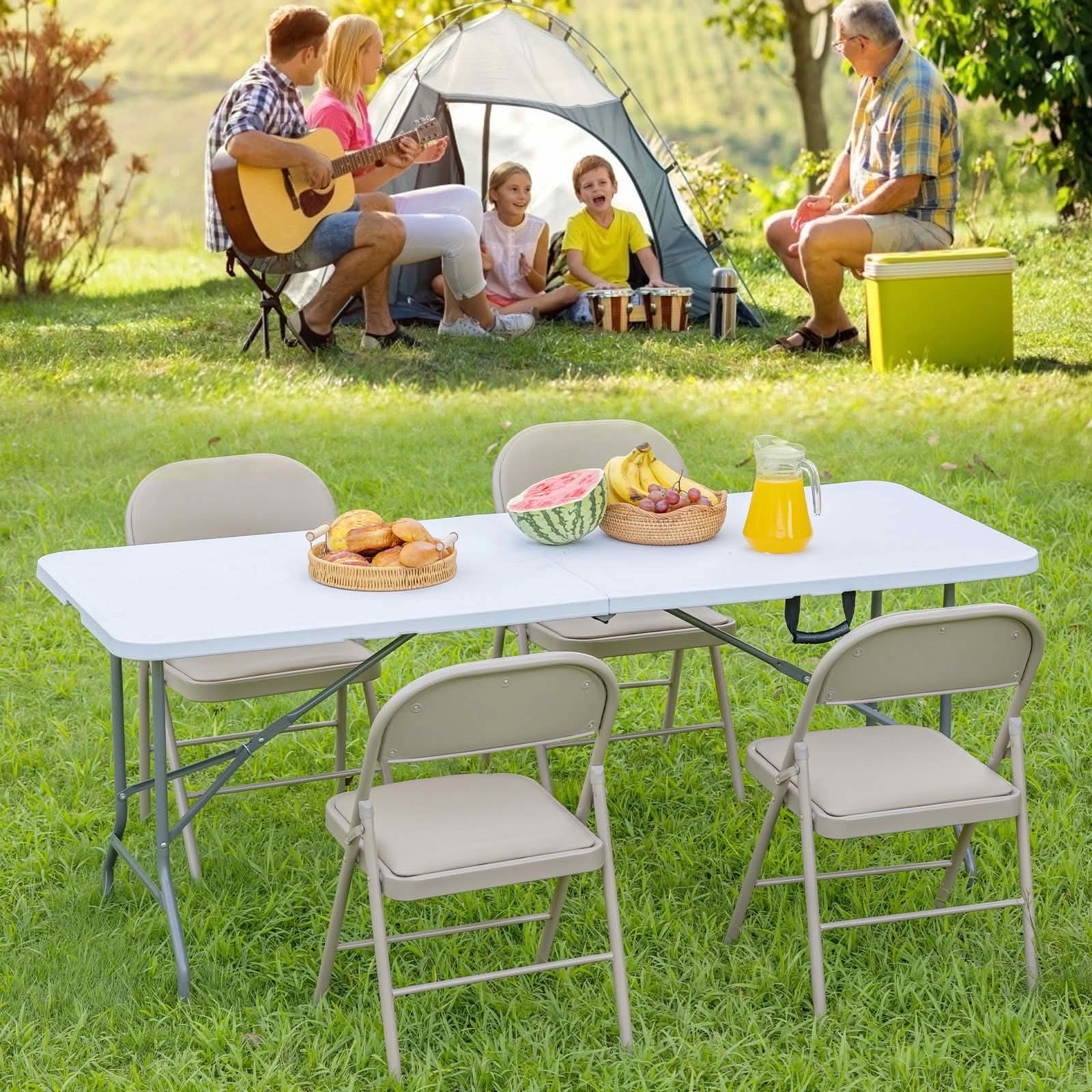 MAYEERTY Heavy Duty Foldable Table with Carry Handle, Waterproof HDPE Portable Table for Camping Picnic Indoor Party