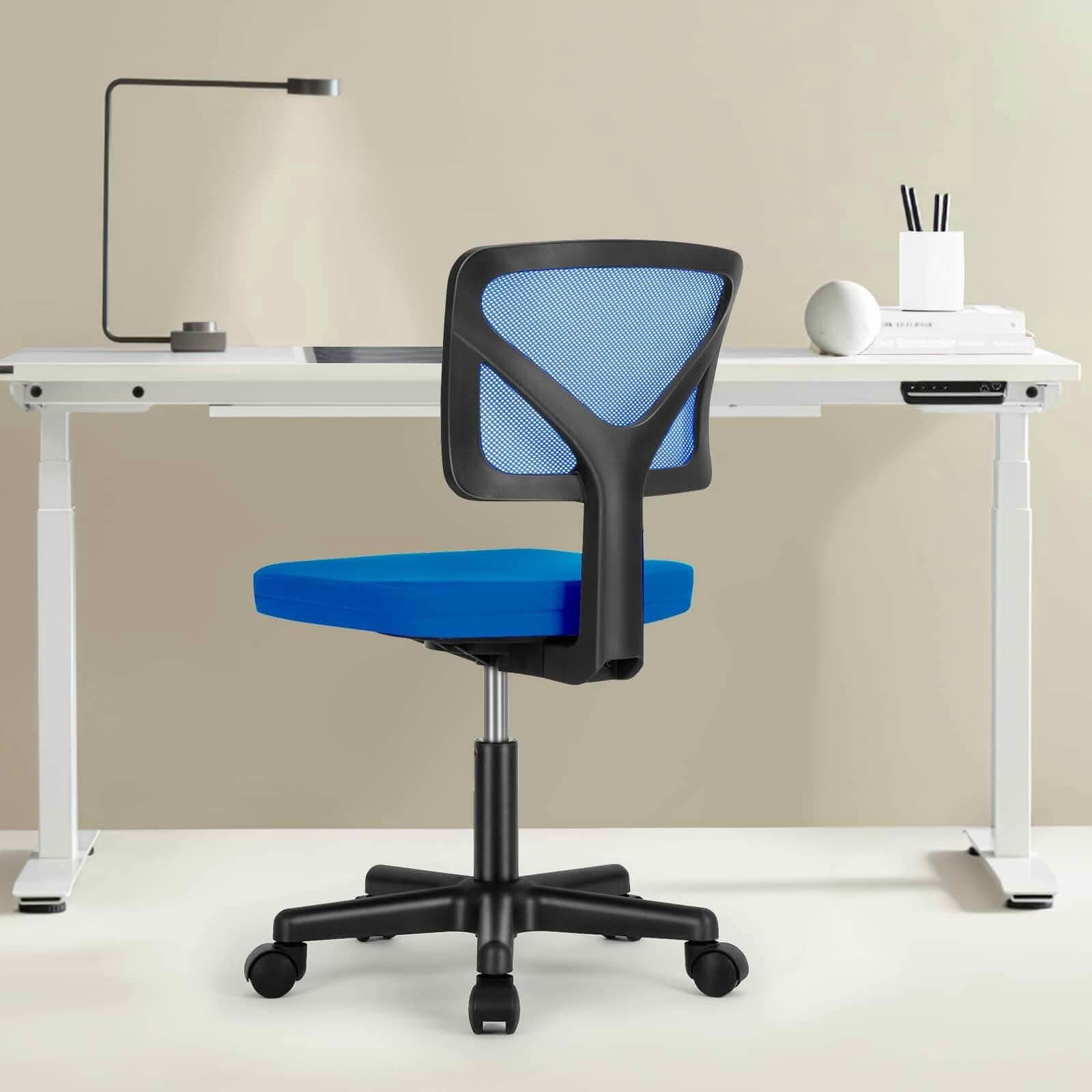 MAYEERTY Low-Back Mesh Armless Office Chair, 360Â° Swivel Rolling Computer Task Chair with Lumbar Support