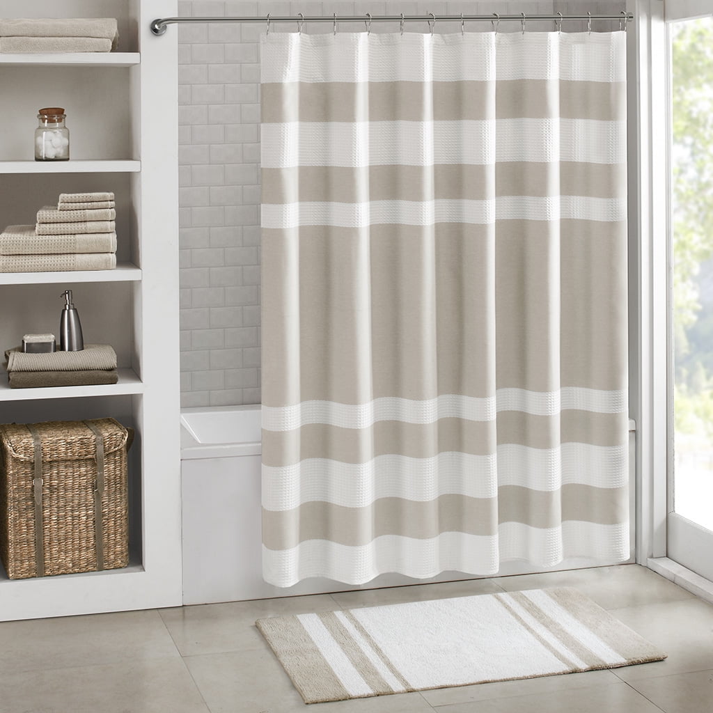 MAYEERTY Medium Pile Cotton Reversible Bathroom Rug, Non-Slip Bath Mat, Taupe, 20"W x 30"L