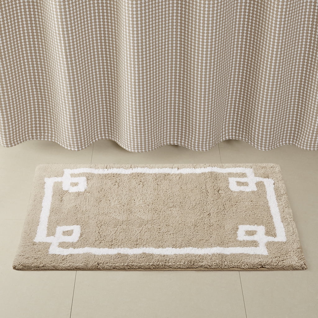 MAYEERTY Medium Pile Cotton Tufted Bathroom Rug, Taupe, 24"W x 40"L