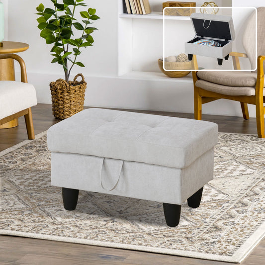 MAYEERTY Ottoman with Storage for Modular Sectional Sofa, Light Grey