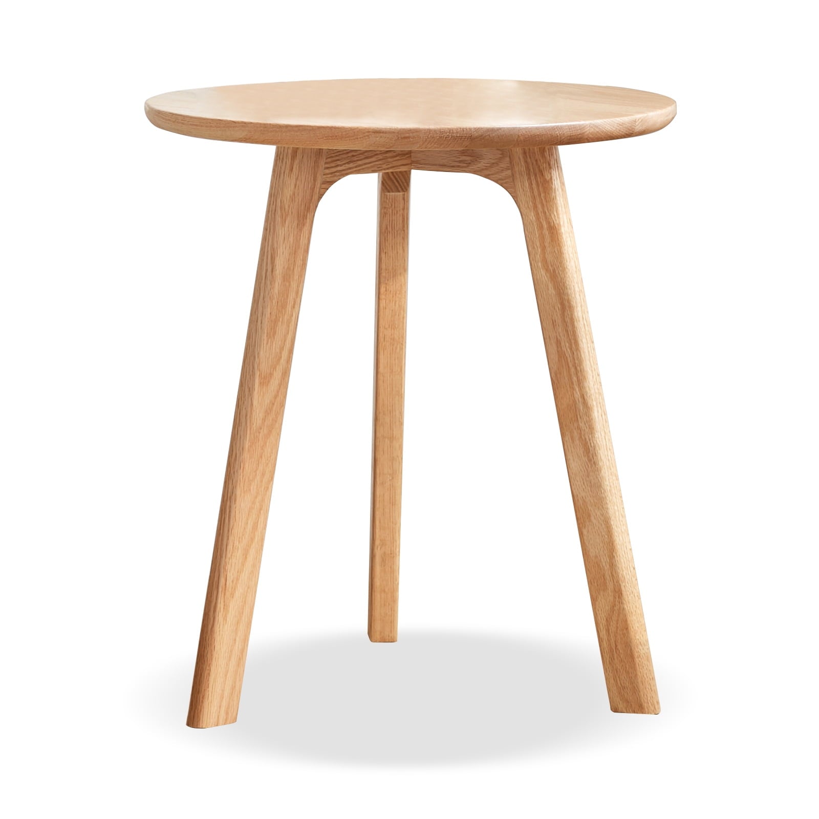 MAYEERTY Round End Table â€“ 100% Solid Oak Wood Small Side Table for Living Room & Bedroom