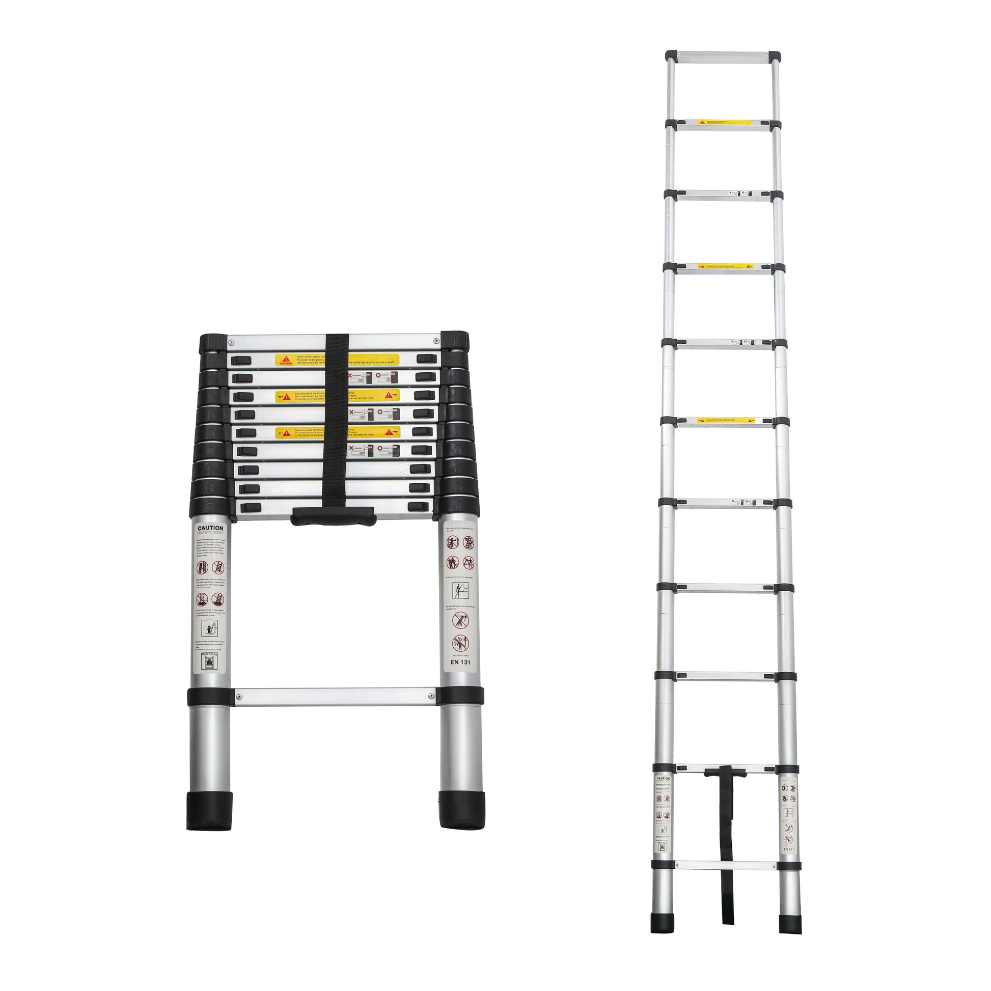 MAYEERTY Telescoping Ladder 10.5FT, Telescopic Extension Ladder, Aluminum Alloy Portable Folding Ladder for Indoor Outdoor, Heavy Duty 300 lbs Load