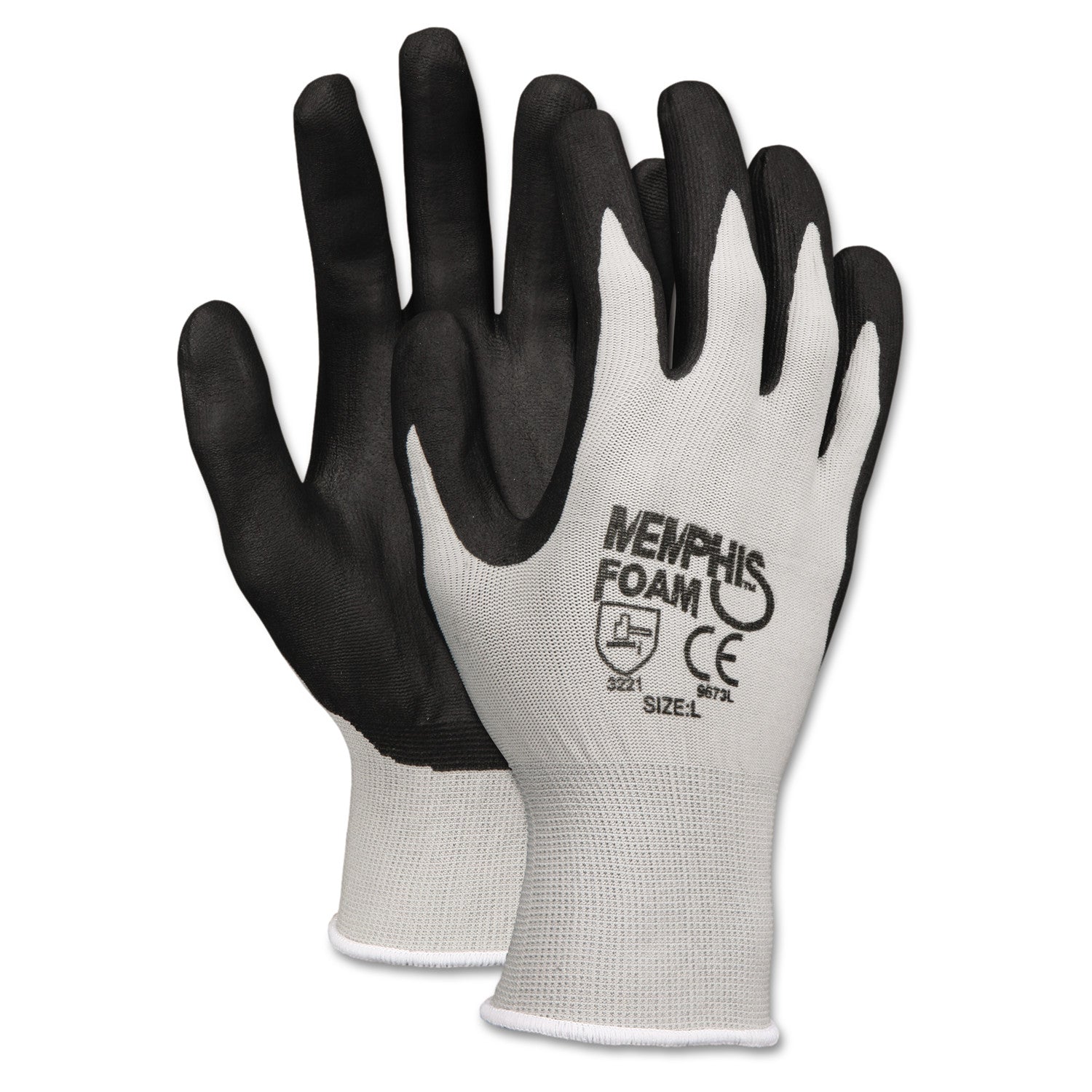 MCR Safety Economy Foam Nitrile Gloves, Small, Gray and Black, 12 Pairs