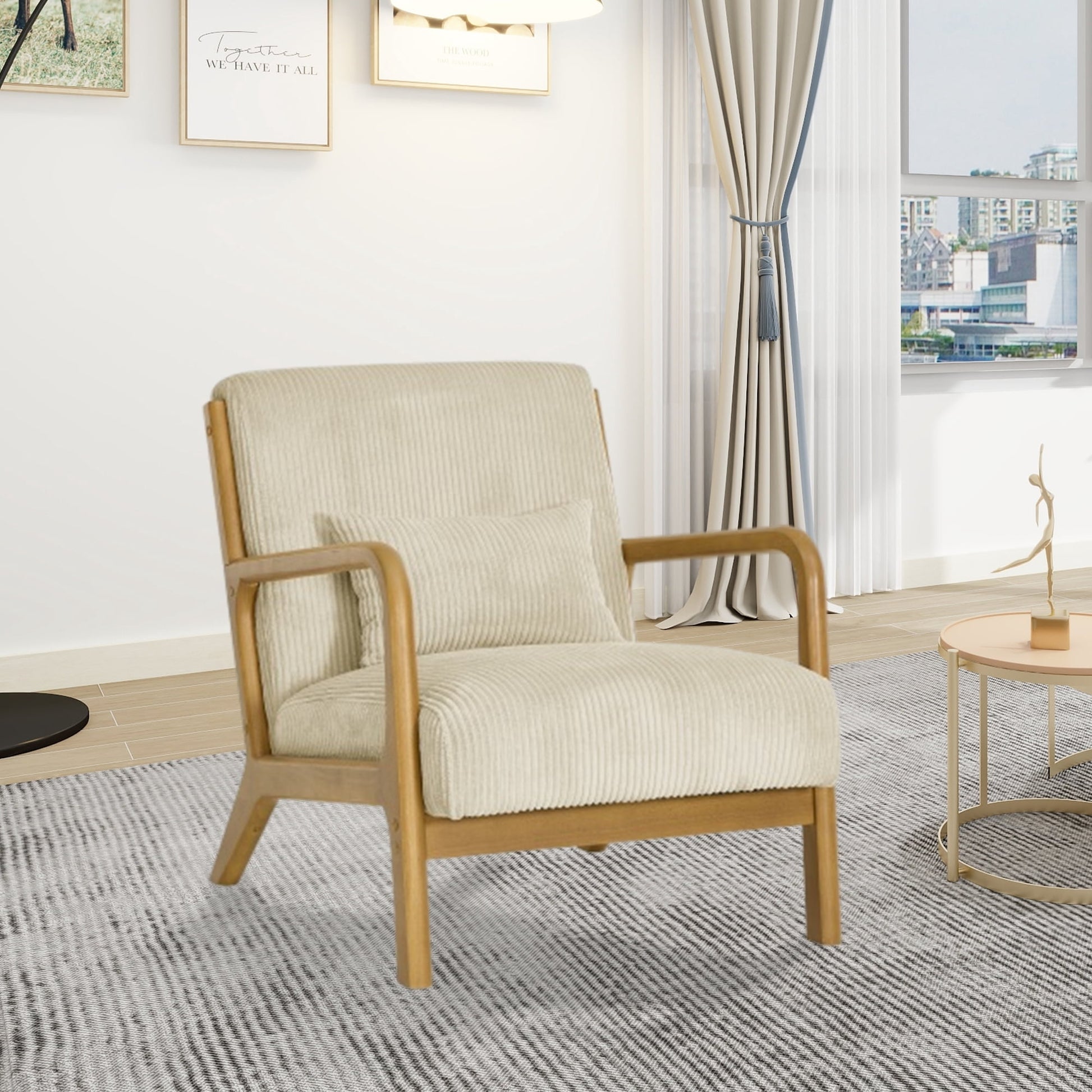 MOONMISS Mid Century Modern Accent Chair for Living Room Bedroom, Beige