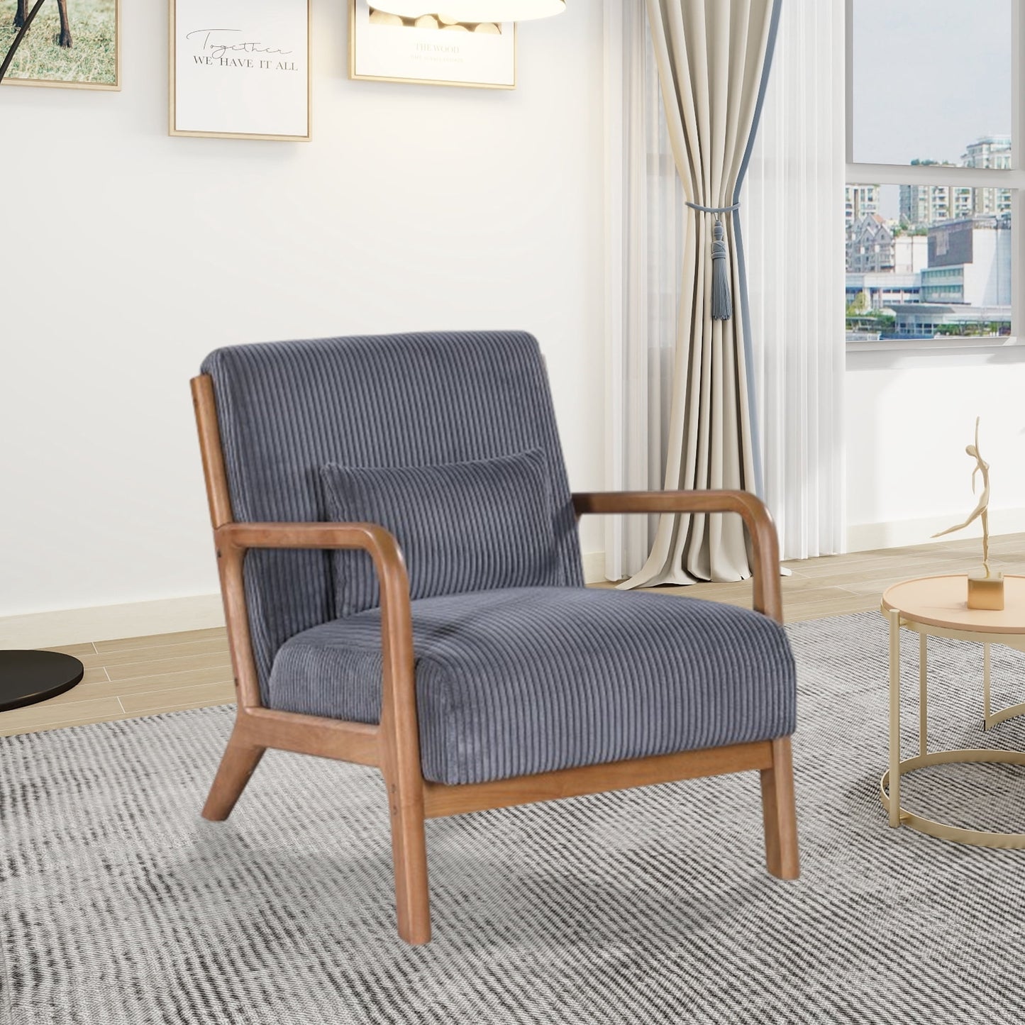 MOONMISS Mid Century Modern Accent Chair for Living Room Bedroom, Gray