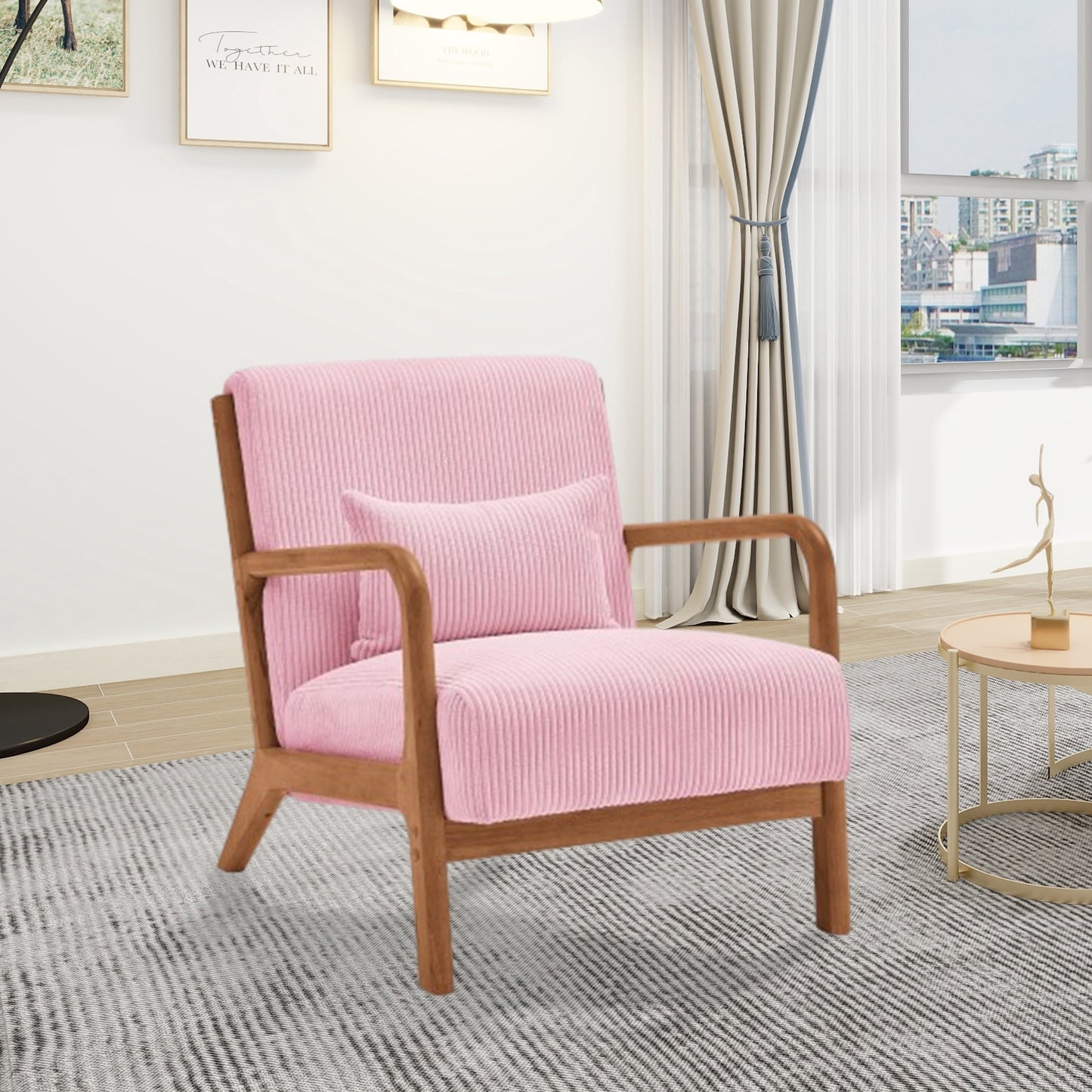 MOONMISS Mid Century Modern Accent Chair for Living Room Bedroom, Pink