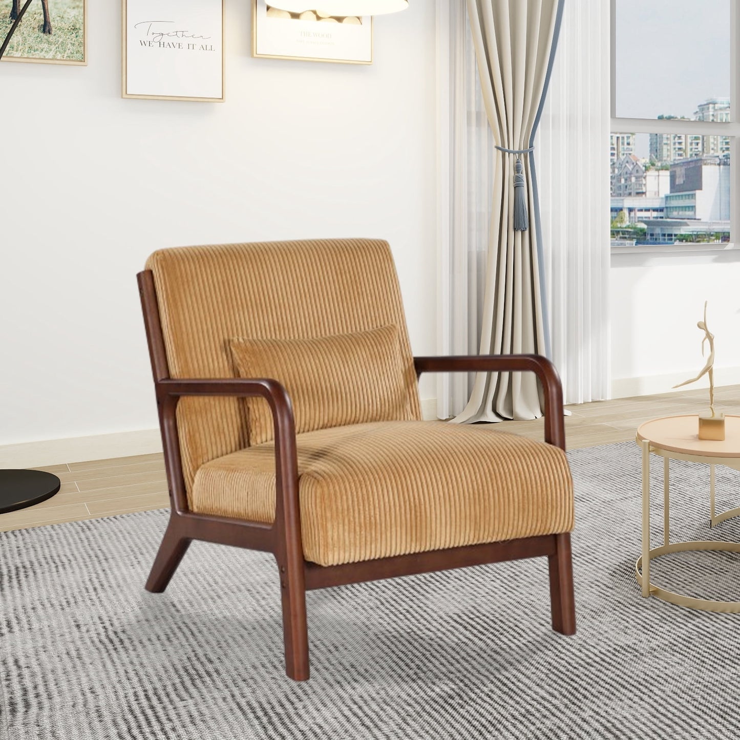 MOONMISS Mid Century Modern Accent Chair for Living Room Bedroom, Coffe