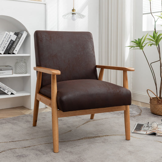 MOONMISS Mid-Century Modern Arm Chair,Classic Vintage Open-Framed Accent Chair,Dark Brown