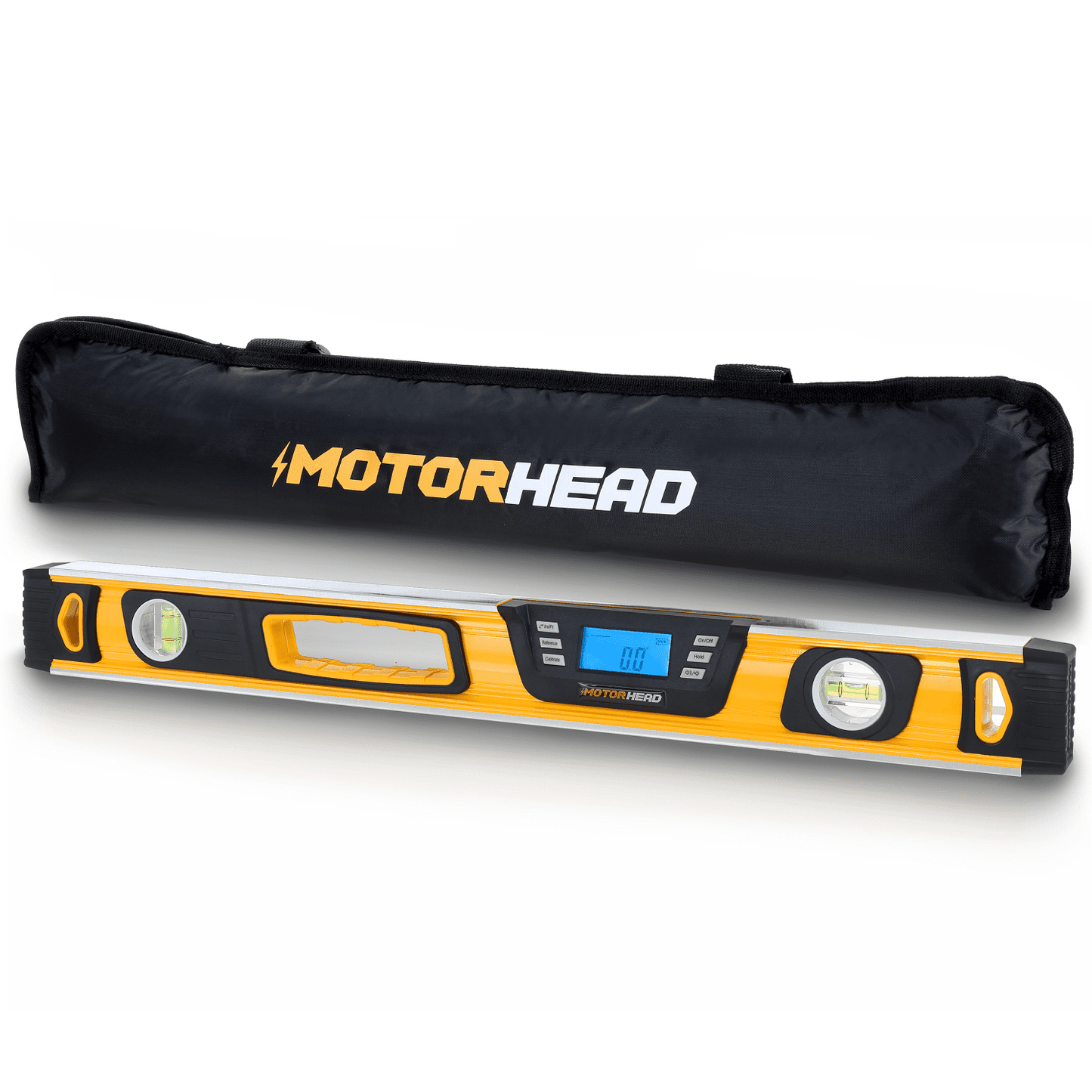 MOTORHEAD 16-Inch 0Â° - 180Â° SMART DIGITAL Level, LCD Screen, Audible Alerts, Water, Dust & Shock Resistant, Magnetic Bottom, Includes Bag, High-Visibility, Solid-Milled Aluminum, USA-Based Support