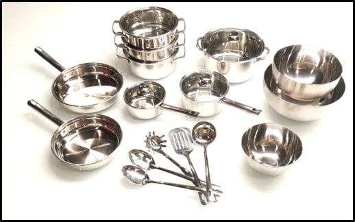 Mainstays 20-Piece Cookware, Steamer, Mixing Bowl & Kitchen Tool Set with Glass Lids