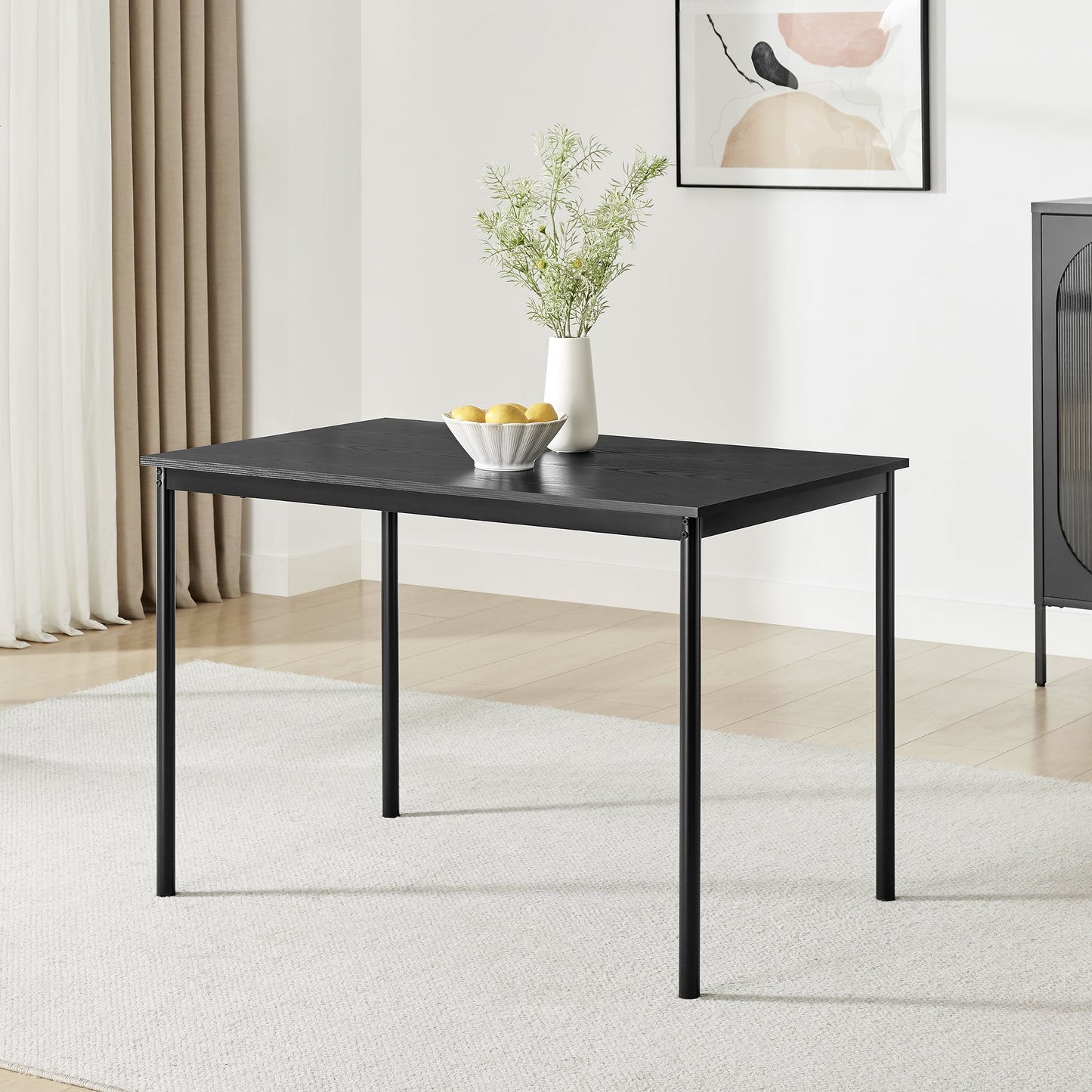 Mainstays Mesa Rectangular Casual de Madera y Metal, Acabado Negro para Interiores