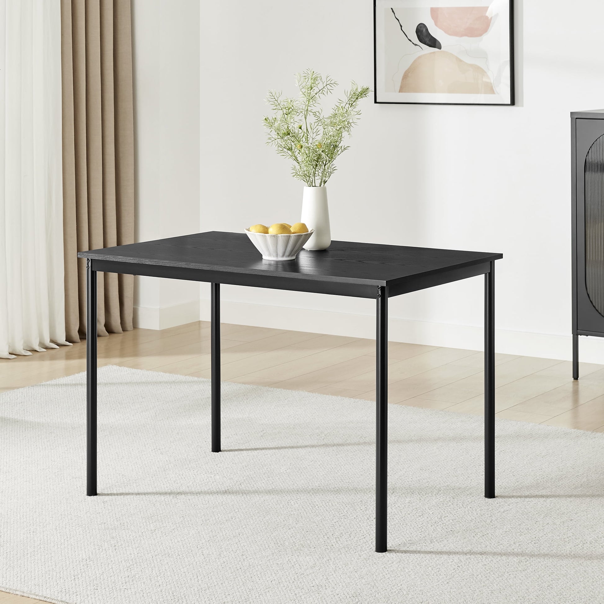 Mainstays Mesa Rectangular Casual de Madera y Metal, Acabado Negro para Interiores