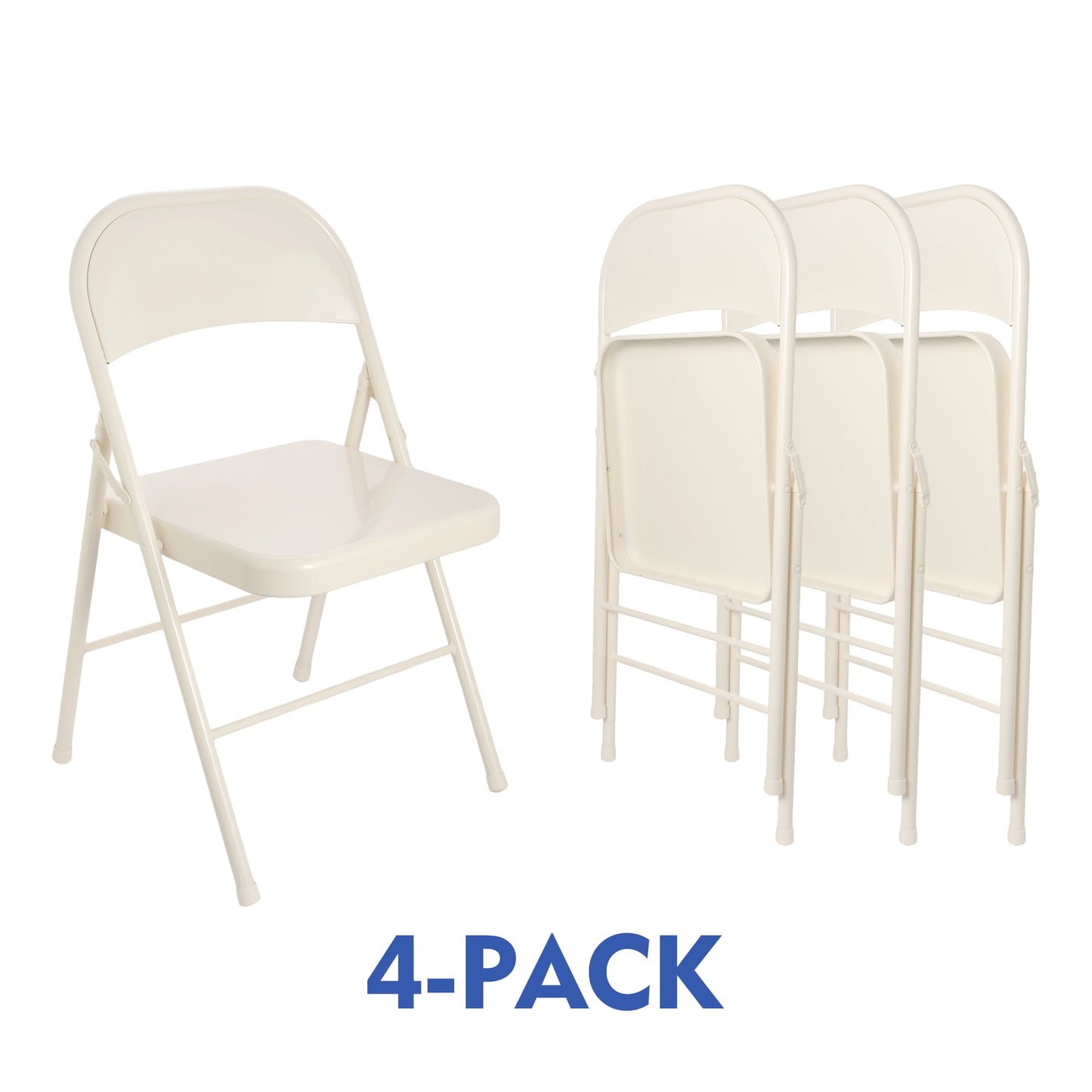 Mainstays All-Steel Metal Folding Chair, Cream (Set of 4)